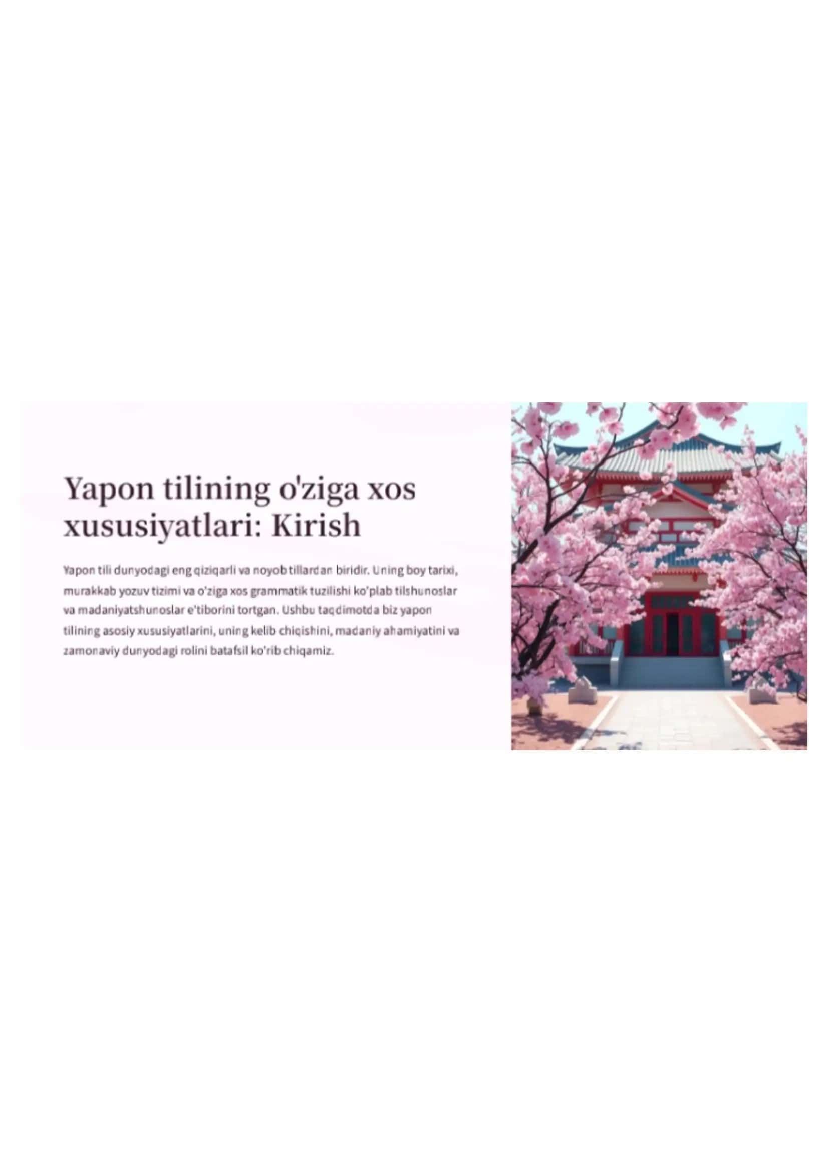 Yapon tilning o'ziga xos xususiyatlari