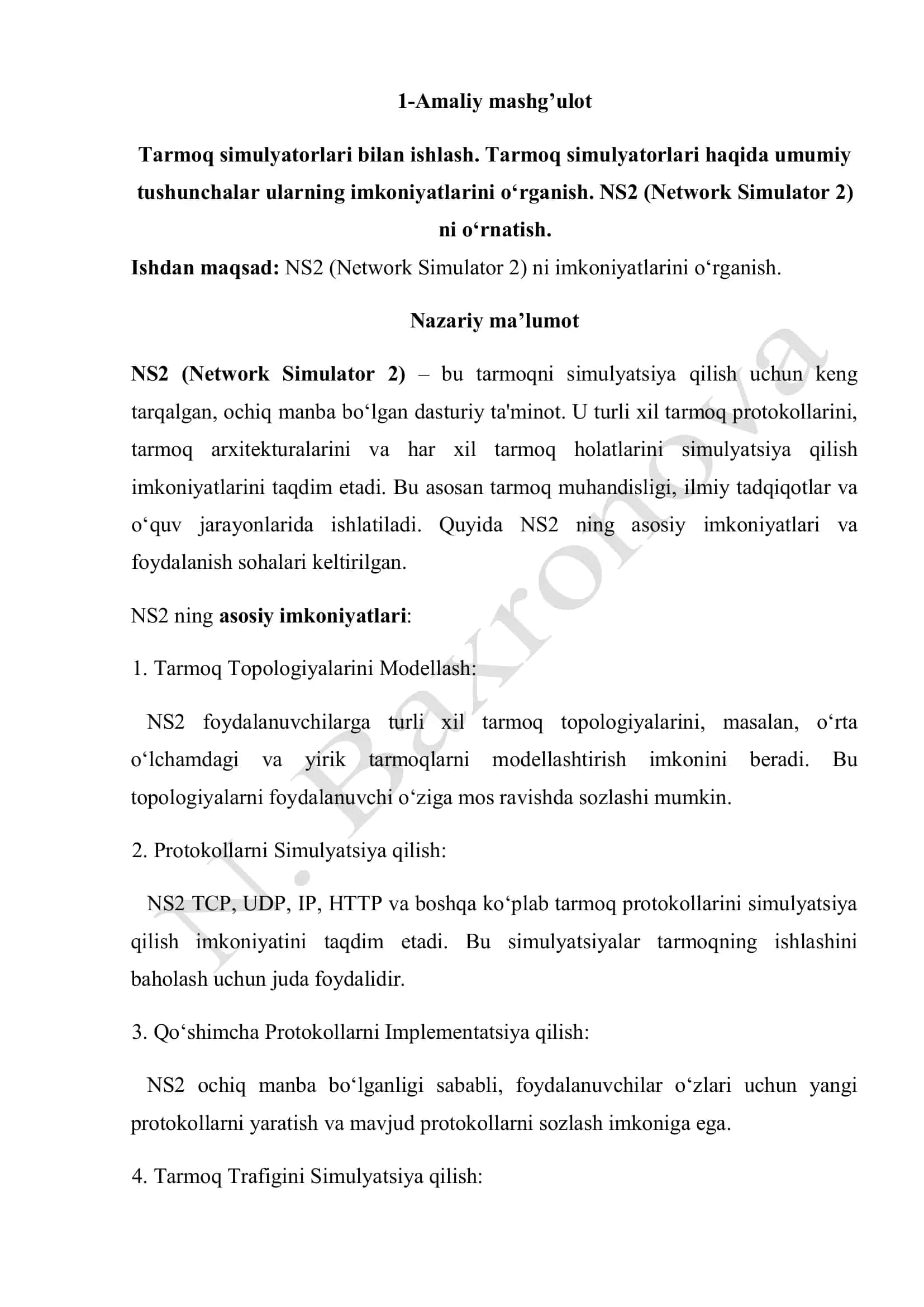 tarmoq simuliyatri bilan ishlash 1