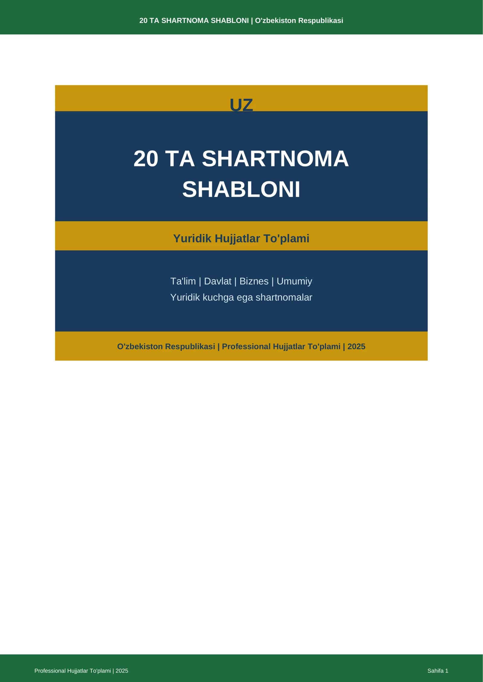 20 TA SHARTNOMA SHABLONI