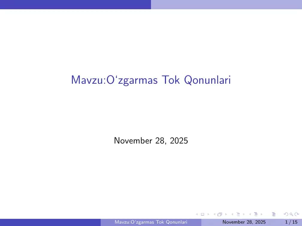 O‘zgarmas Tok Qonunlari