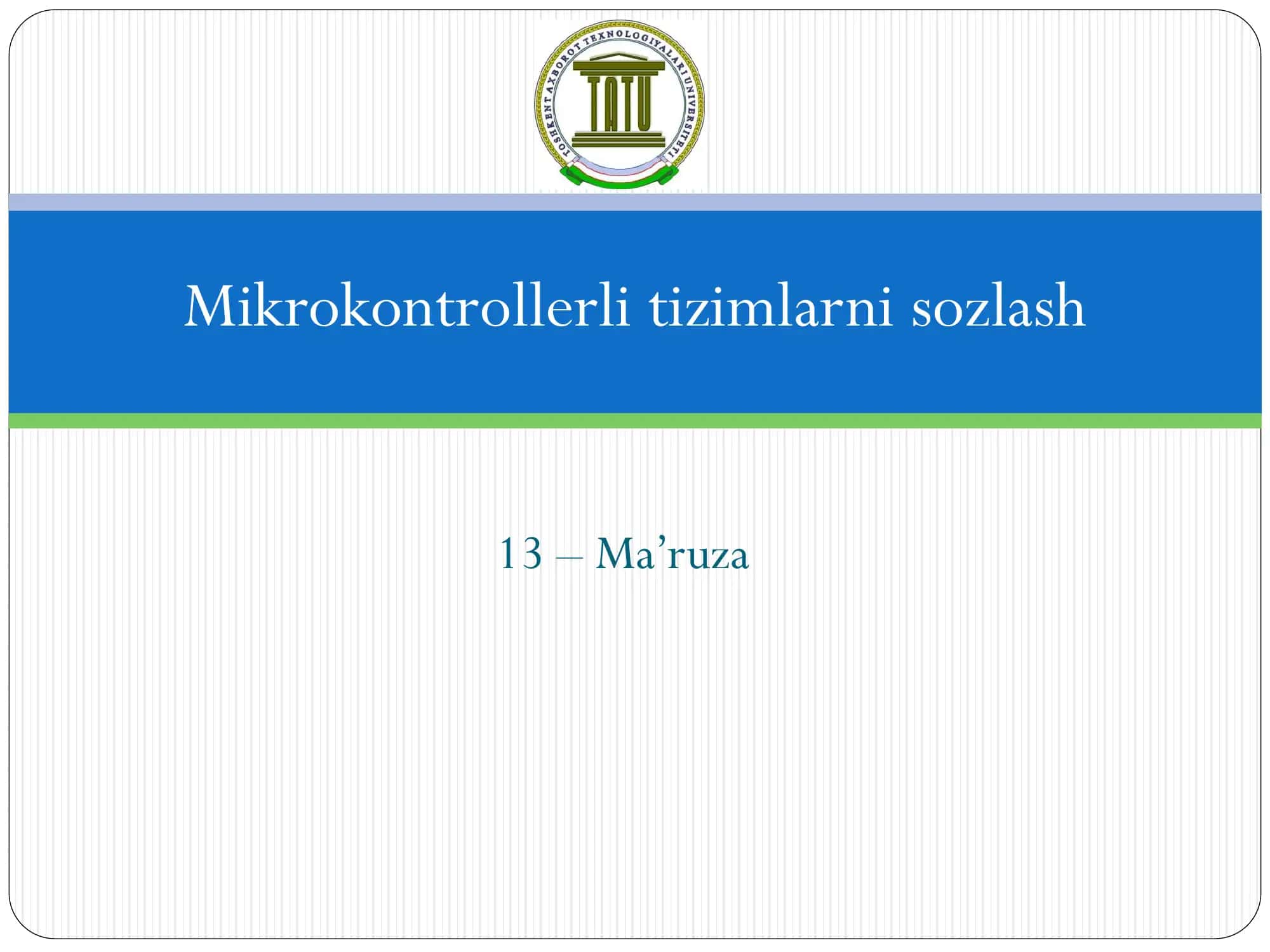 Mikrokontrollerli tizimlarni sozlash