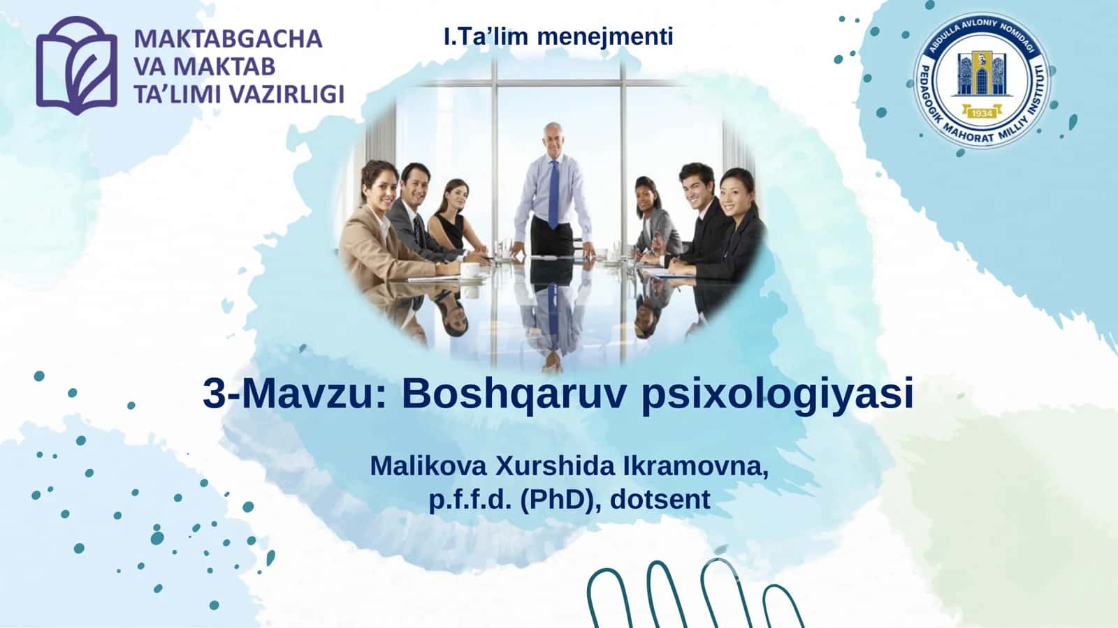 Menejerlik o'uv kursi tinglovchilari uchun  Boshqaruv psixologiyasi 2