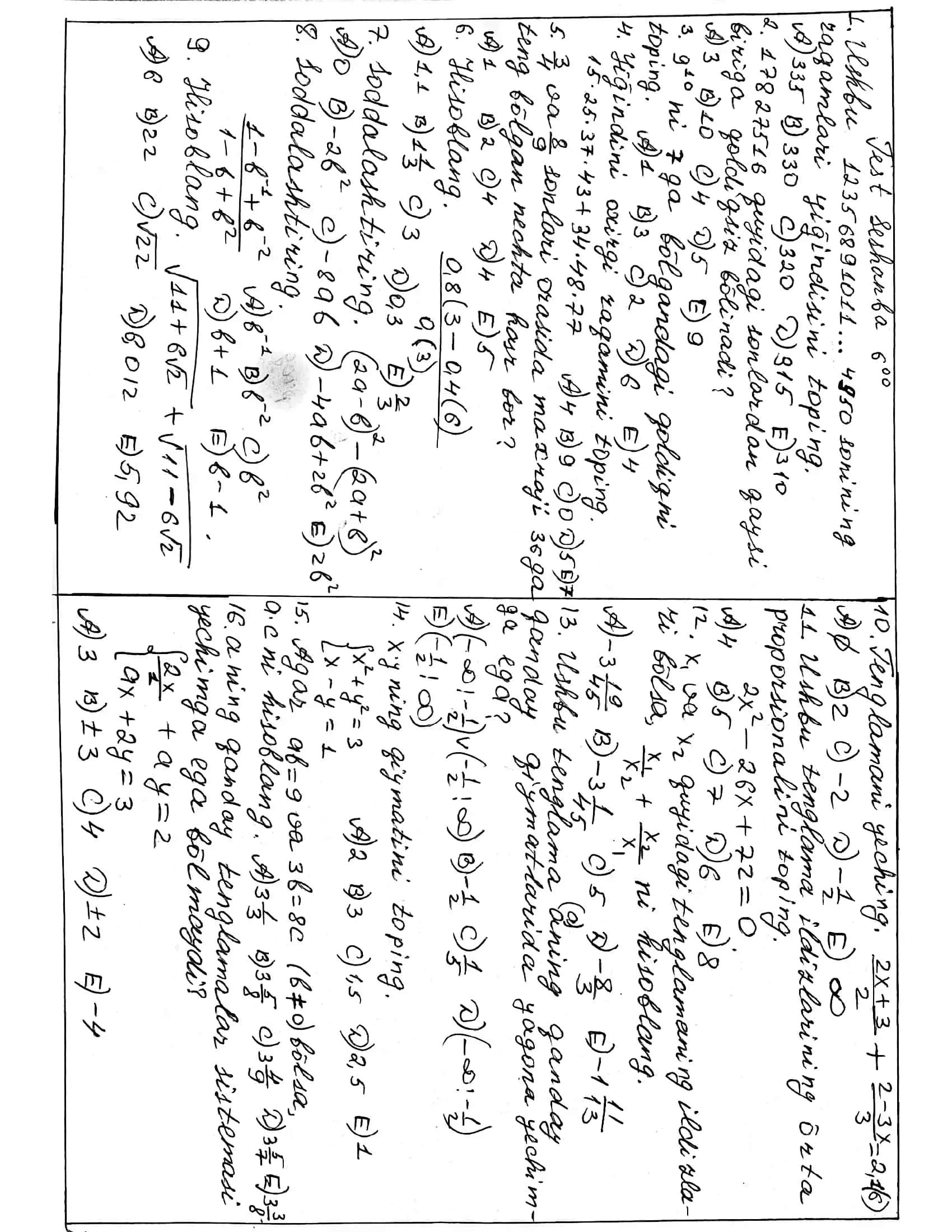 matematika test