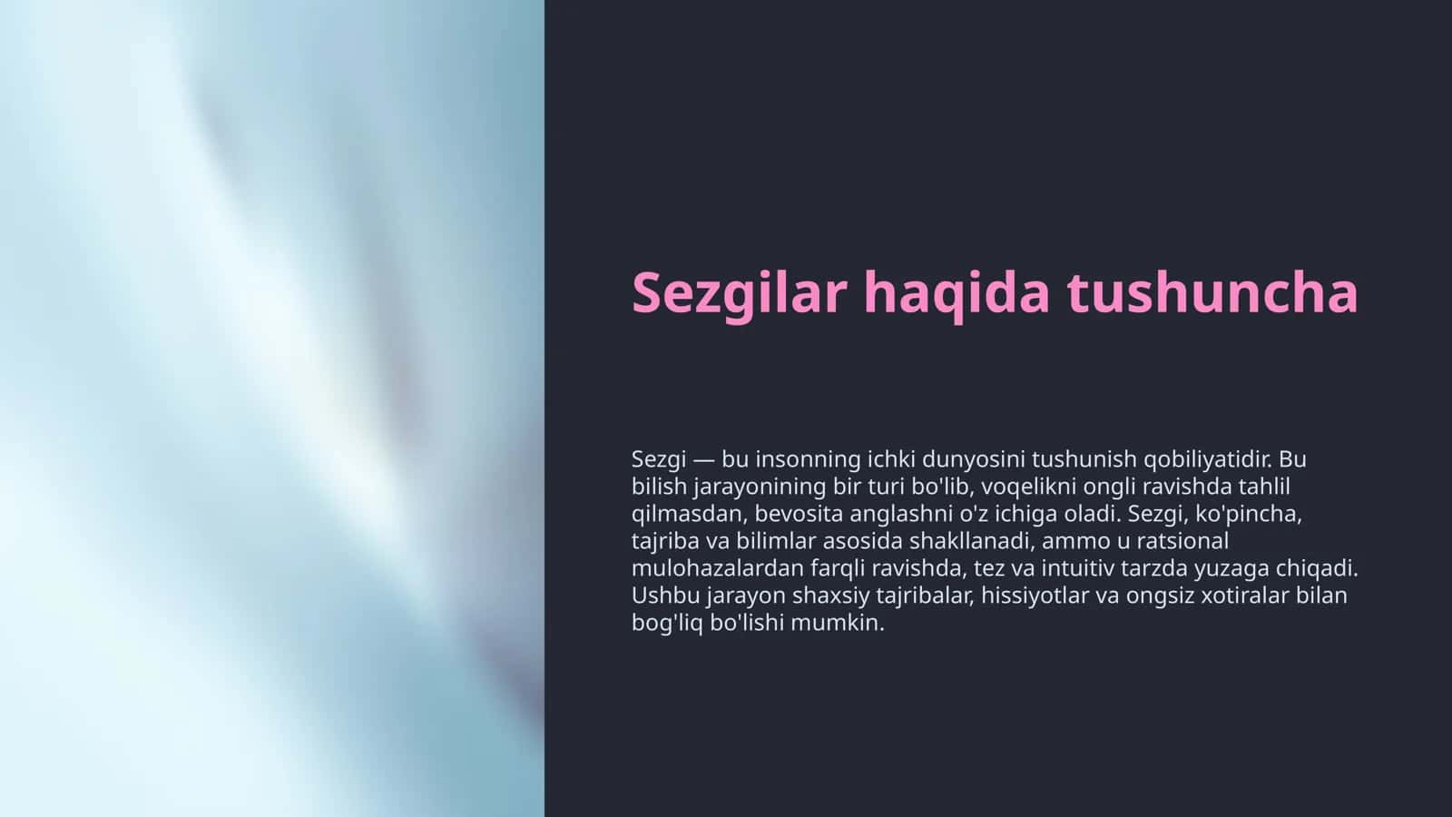 sezgilar haqida umumi tushuncha
