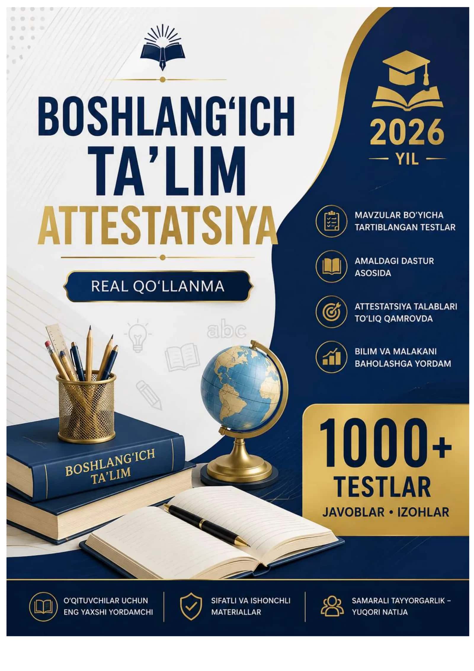 2026 YIL KUZGI ATTESTATSIYA SAVOLLARI BOSHLANG'ICH TA'LIM 1000+