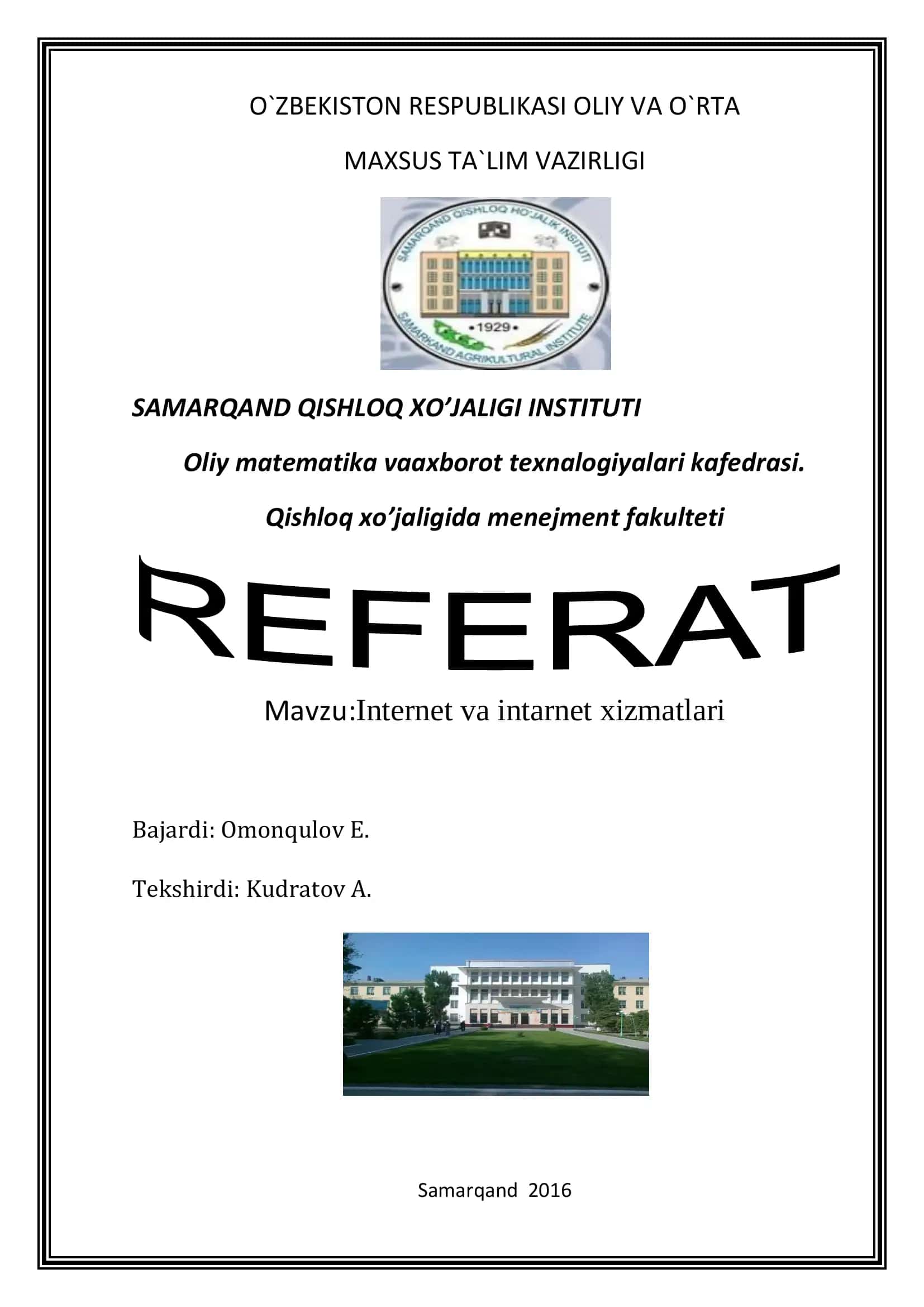 Internet va intarnet xizmatlari
