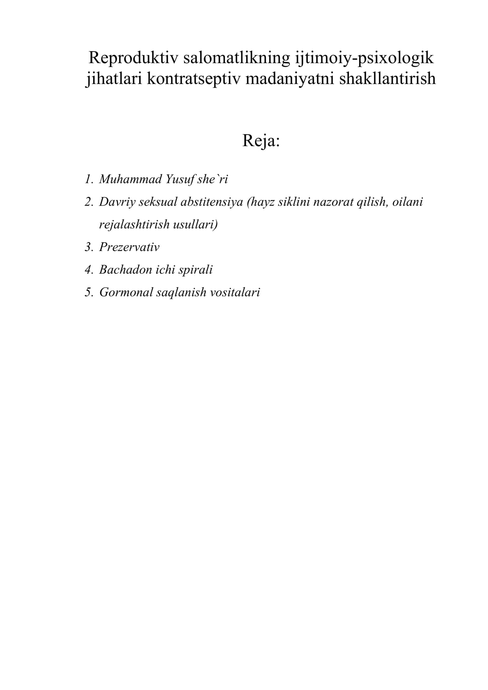 Reproduktiv salomatlikning ijtimoiy-psixologik jihatlari