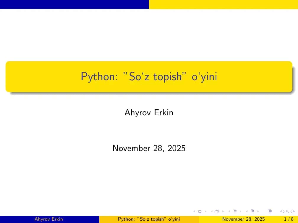 Python: ”So‘z topish” o‘yini
