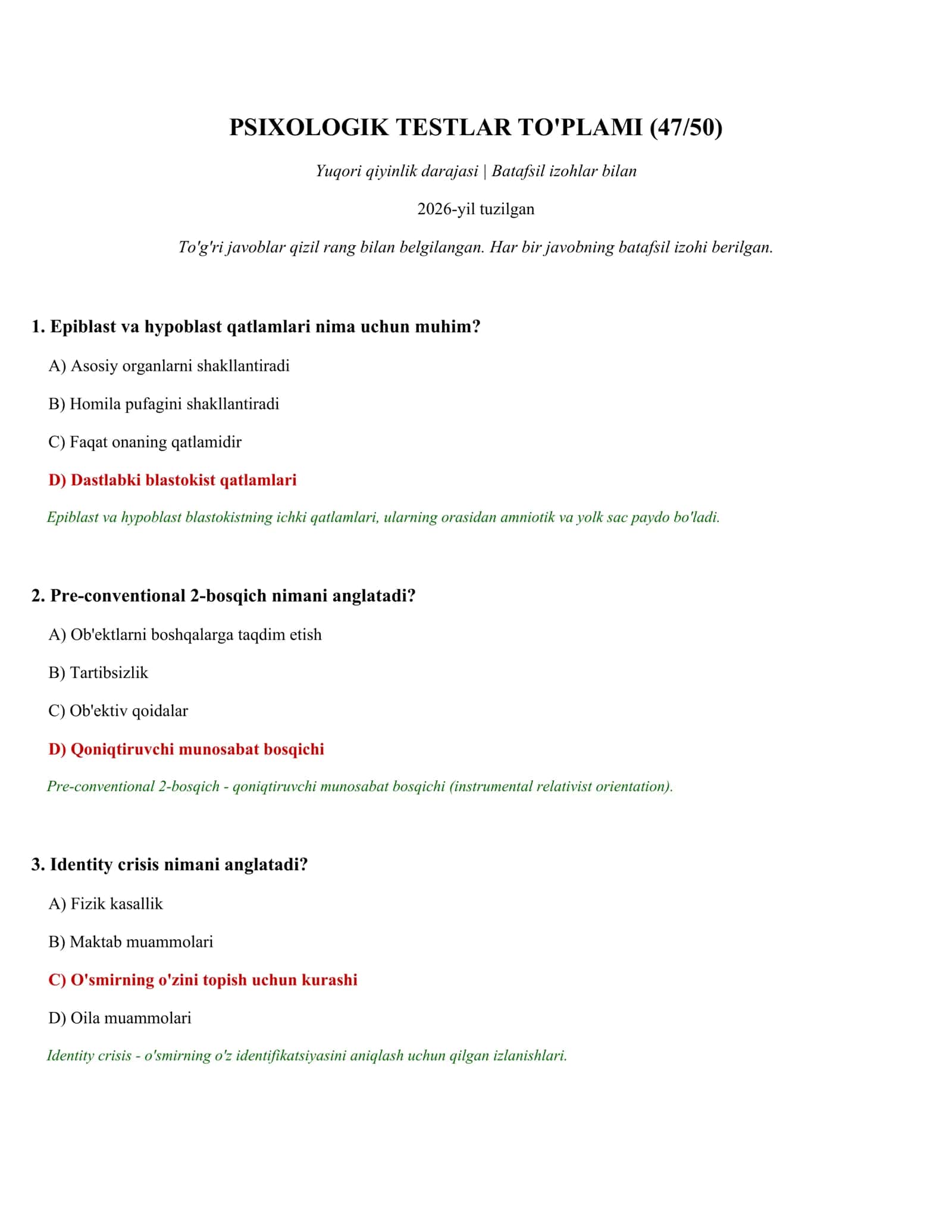 PSIXOLOGIK TESTLAR TO'PLAMI (47/50)