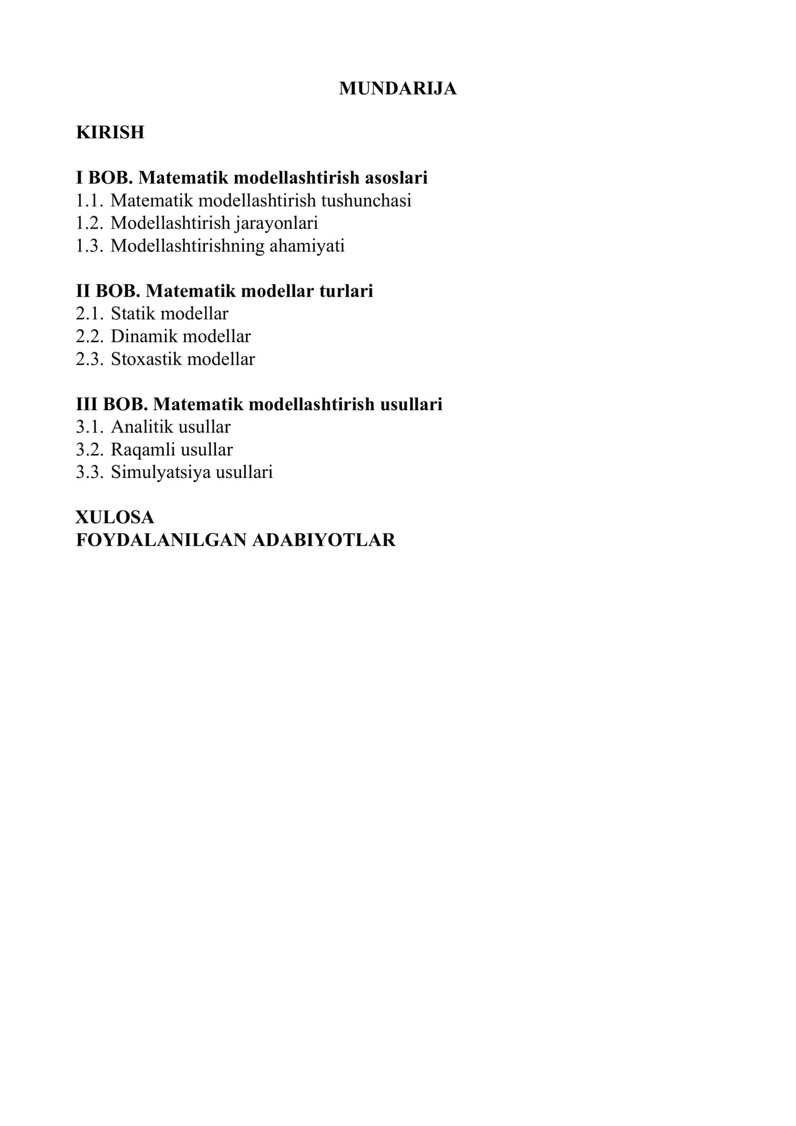 Matematik Modellashtirish Kursi