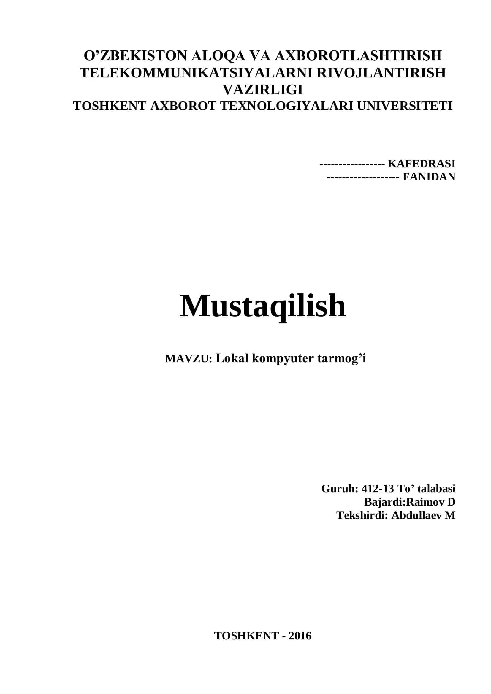 Lokal kompyuter tarmog’i