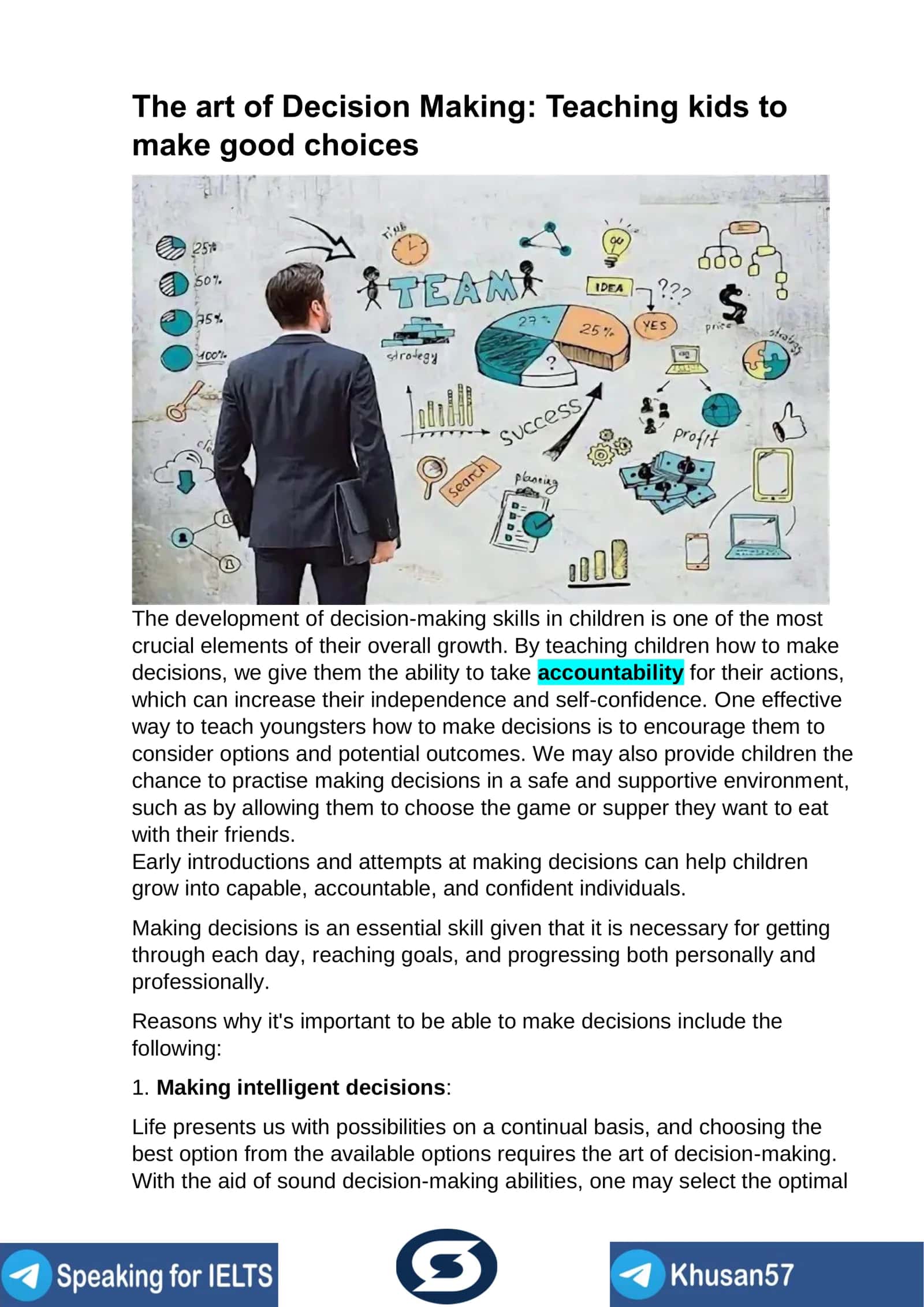 The art of Decision Making: Teaching kids to make good choices