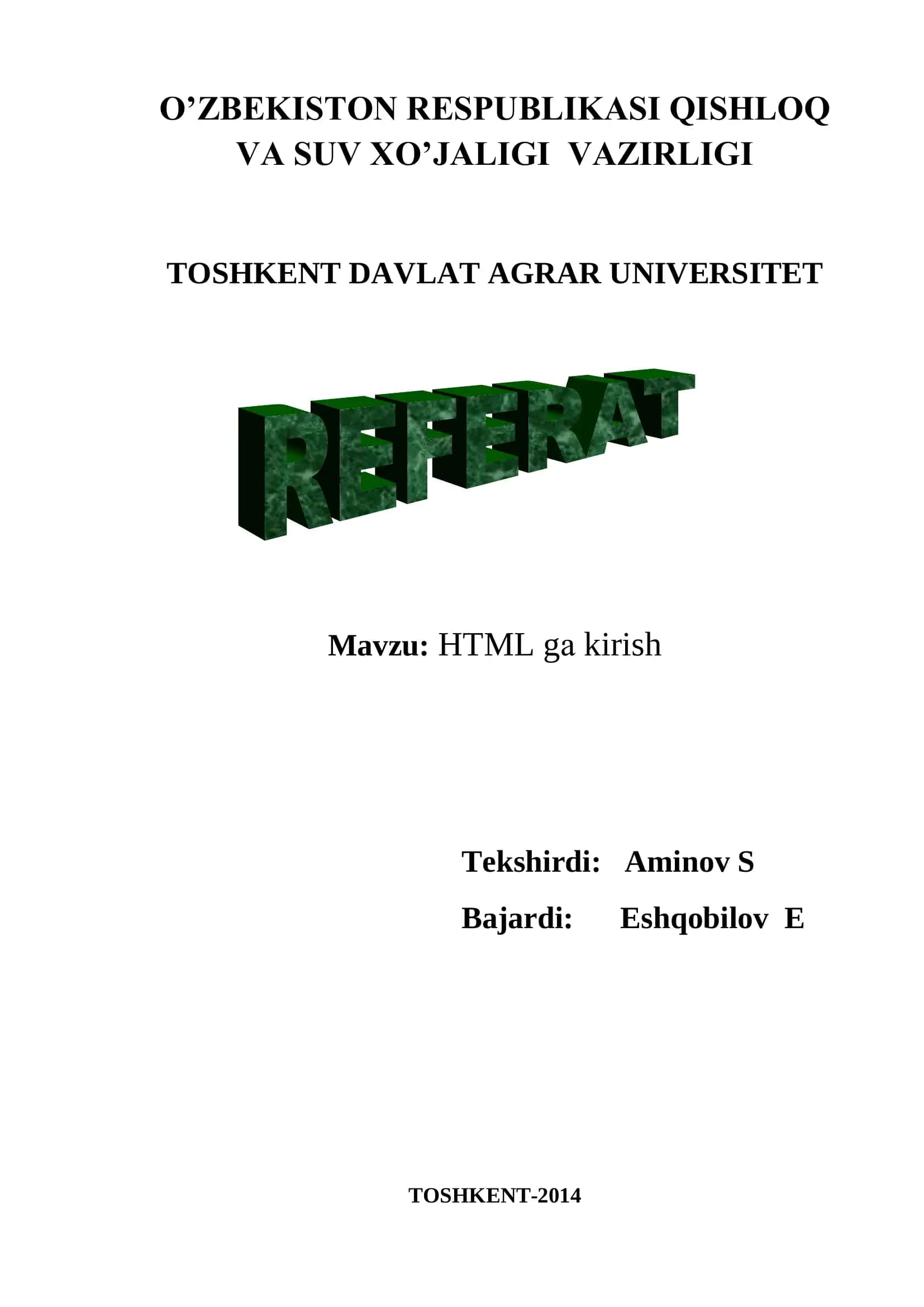 HTML gа kirish