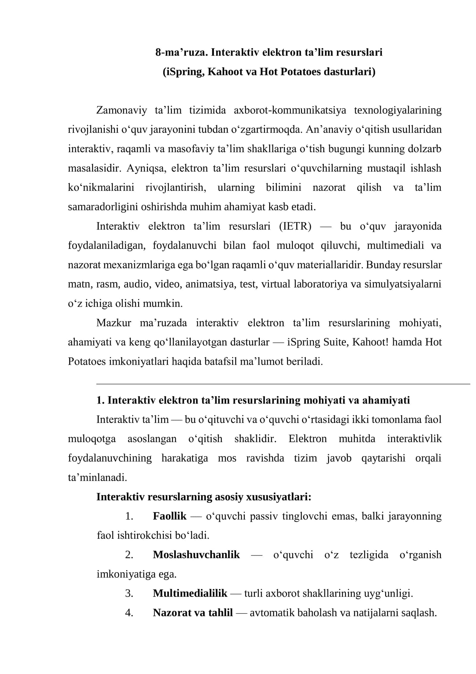 Interaktiv elektron ta’lim resurslari (IETR)