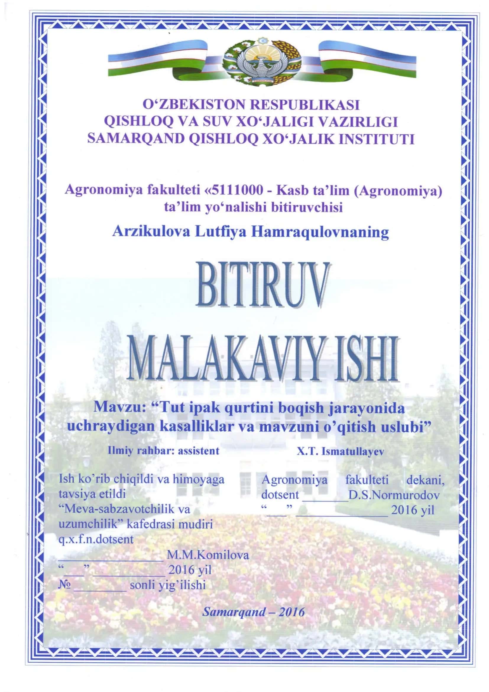 Meva-sabzavotchilik va uzumchilik kafedrasi yig'ilishi