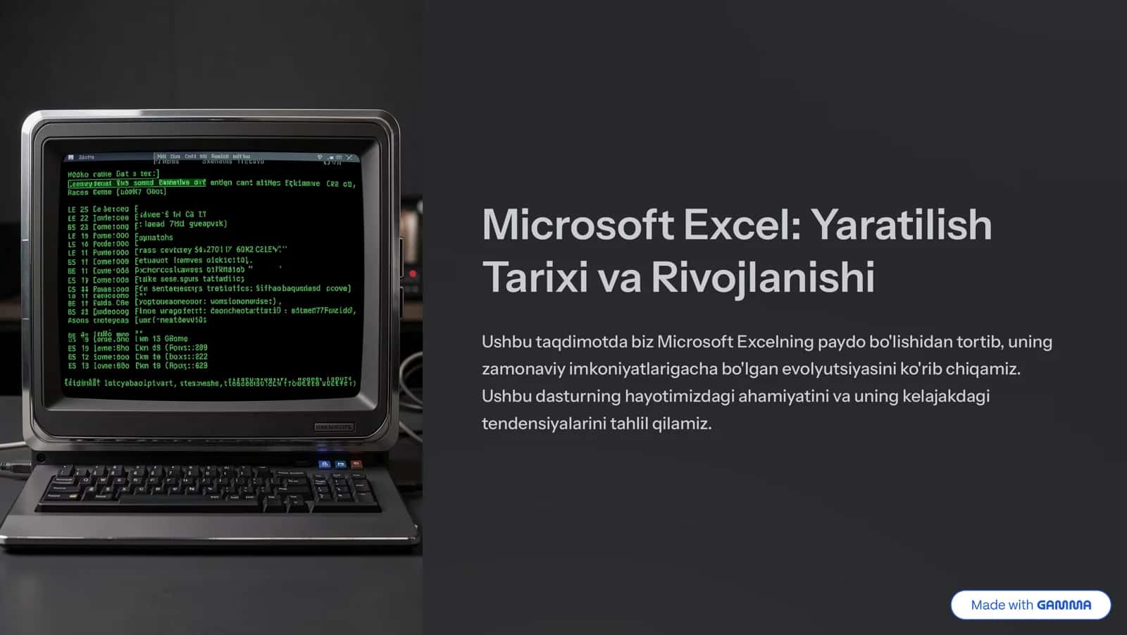 Microsoft Excel: Yaratilish