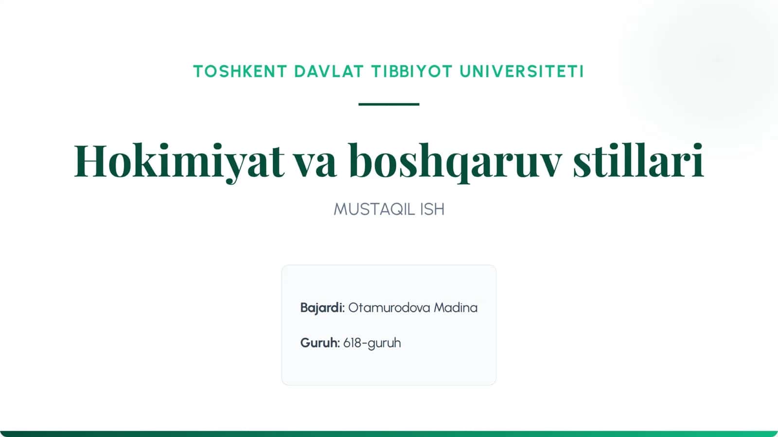 Hokimiyat va boshqaruv stillari