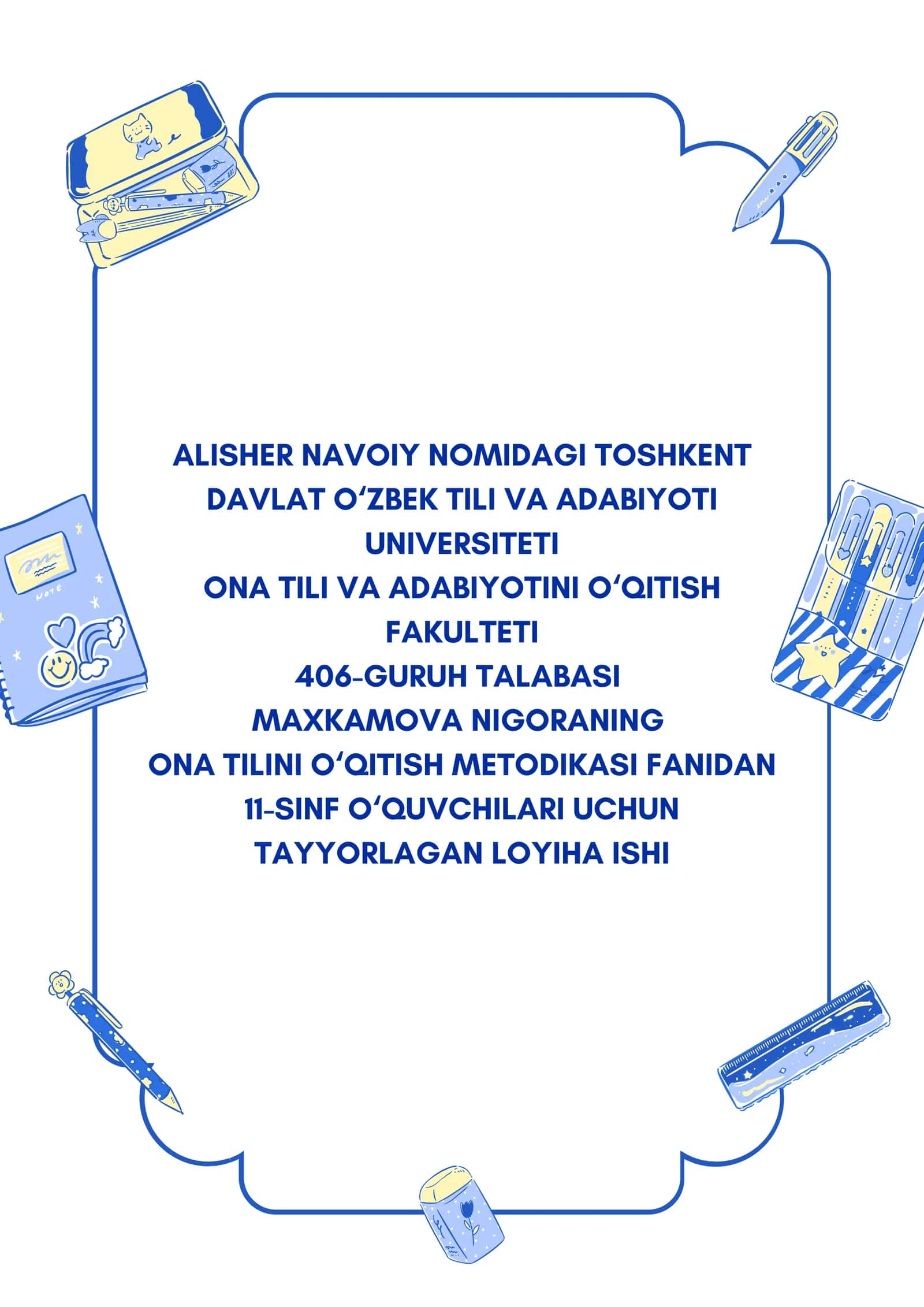 ONA TILI VA ADABIYOTINI O‘QITISH METODIKASI FANIDAN