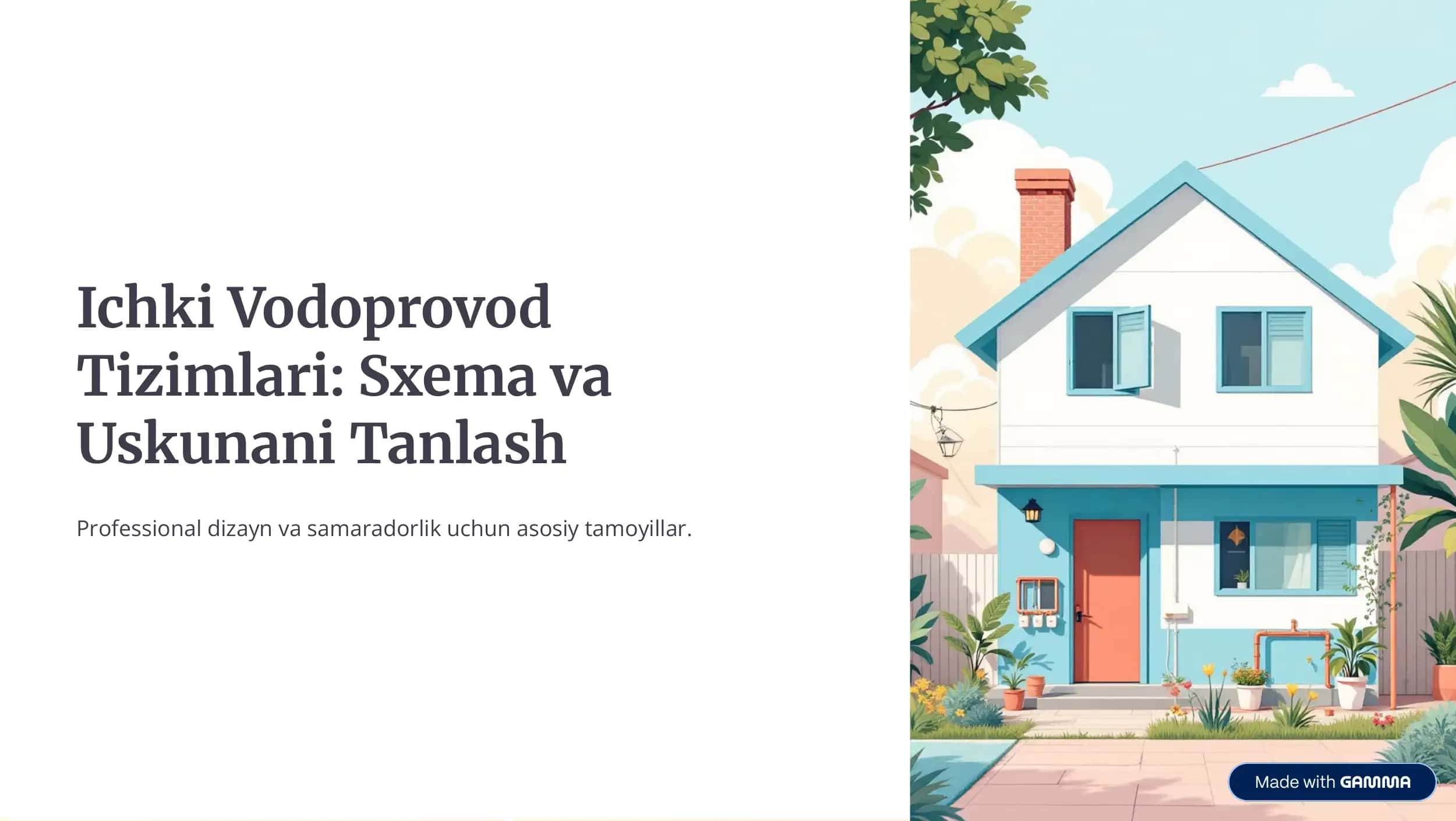 ichki vodoprovod tizimlari sxemasi va uskunalarni tanlash
