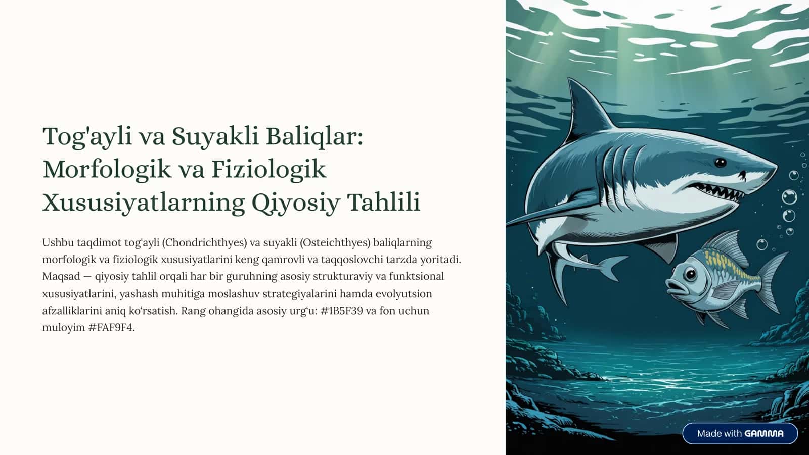 Tog'ayli va Suyakli Baliqlar: Morfologik va Fiziologik Xususiyatlarning Qiyosiy Tahlili