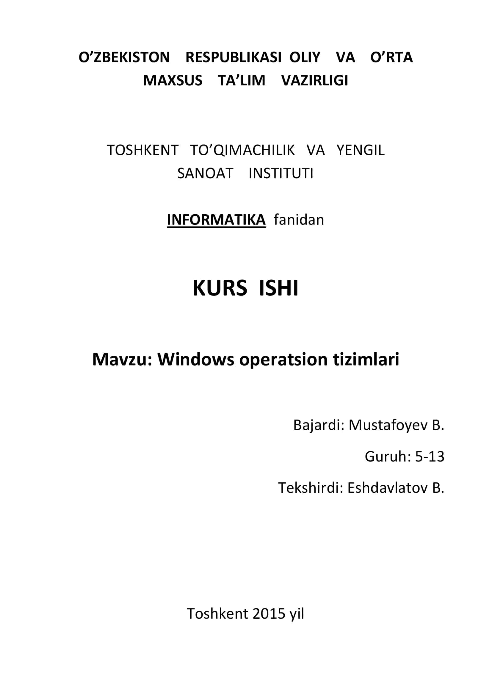 Windows operatsion tizimlari