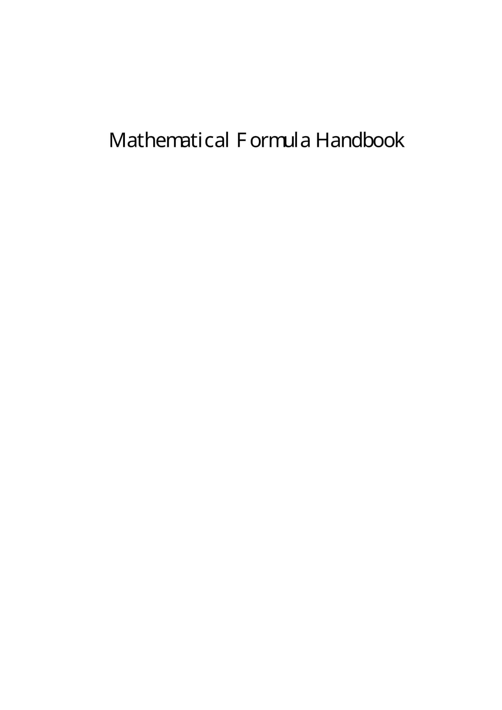 Mathematical Formula Handbook