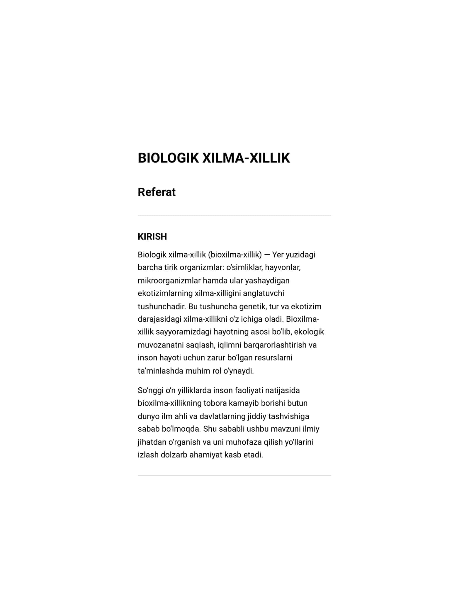 Referat biologik xilma xillig