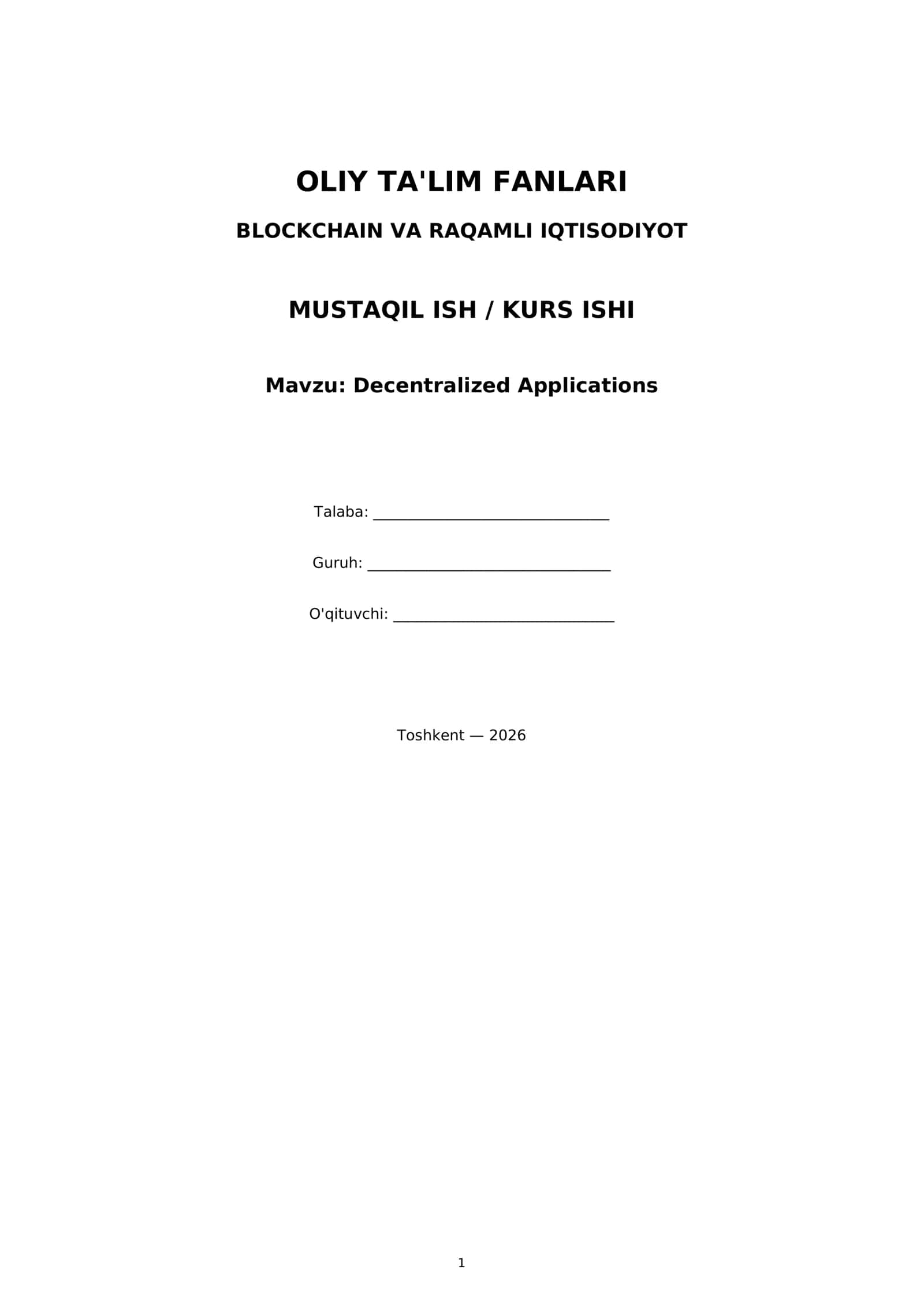 Decentralized Applications