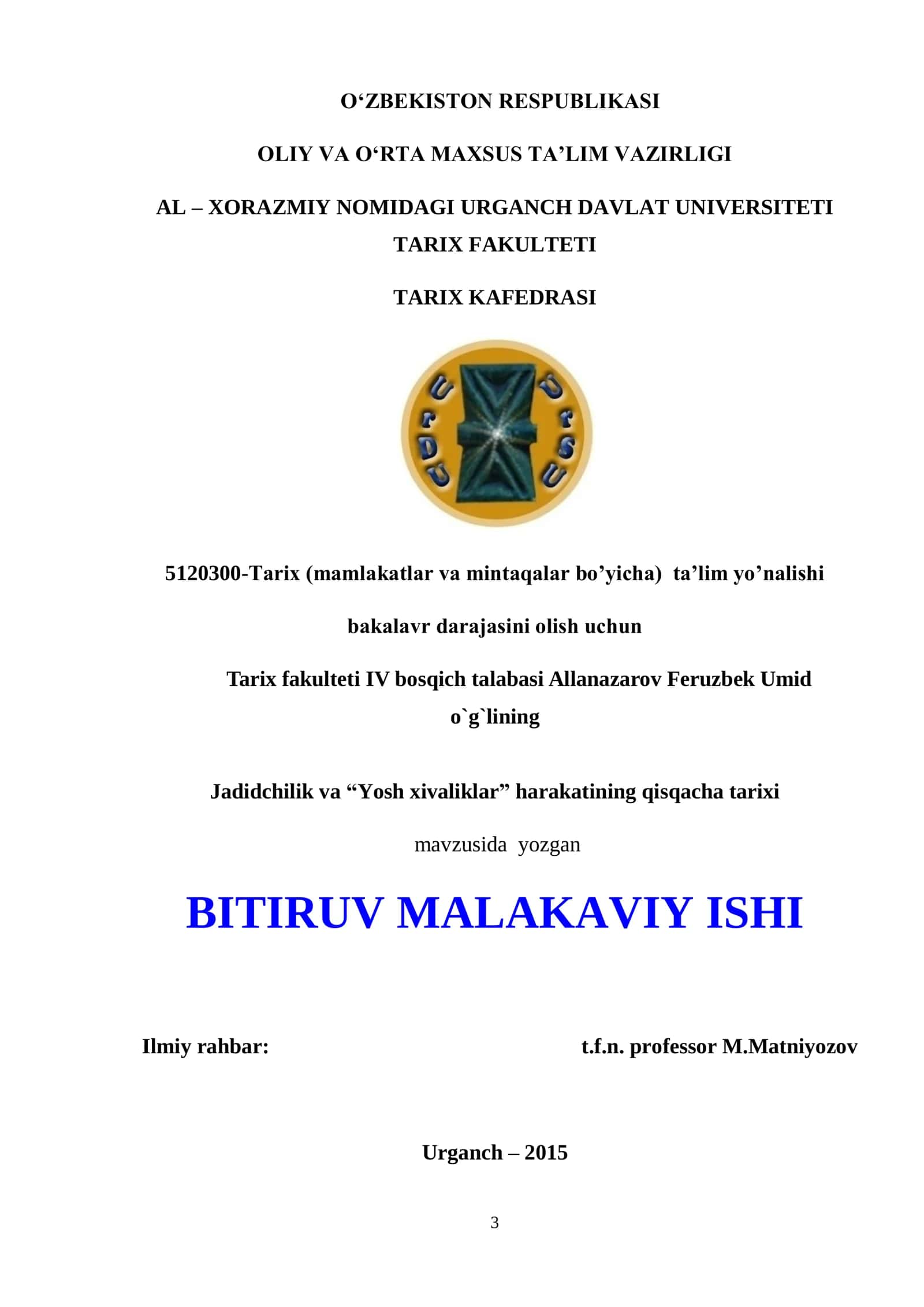 Jadidchilik va “Yosh xivaliklar” harakatining qisqacha tarixi
