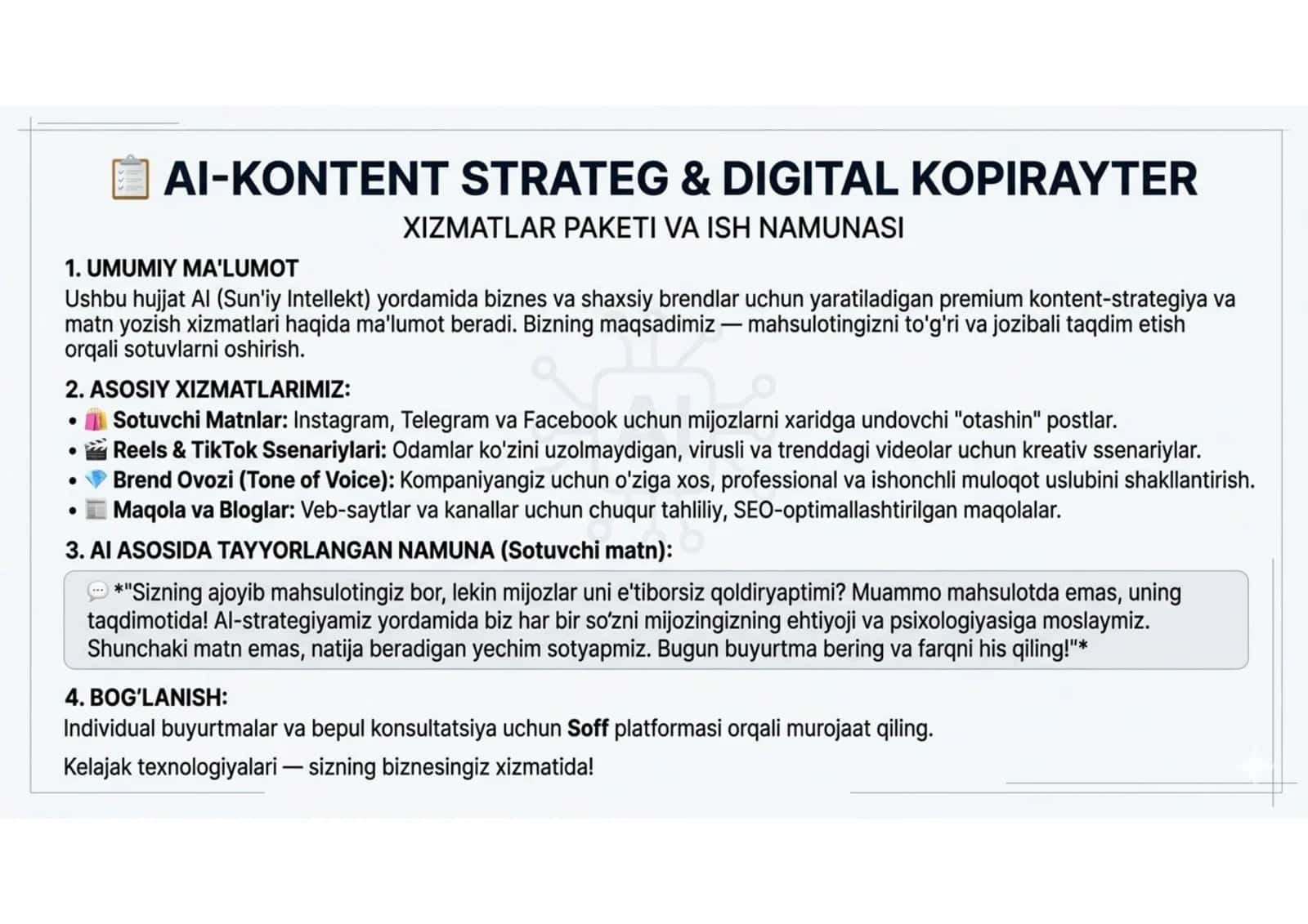 "AI-Kontent Strateg & Digital Kopirayter"