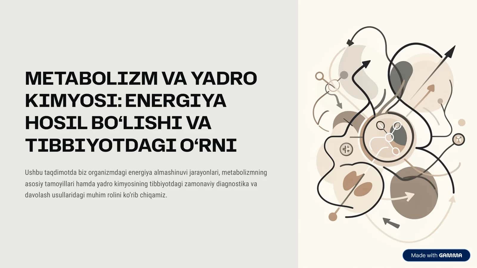 METABOLIZM VA YADRO KIMYOSI: ENERGIYA HOSIL BO‘LISHI VA TIBBIYOTDAGI O‘RNI