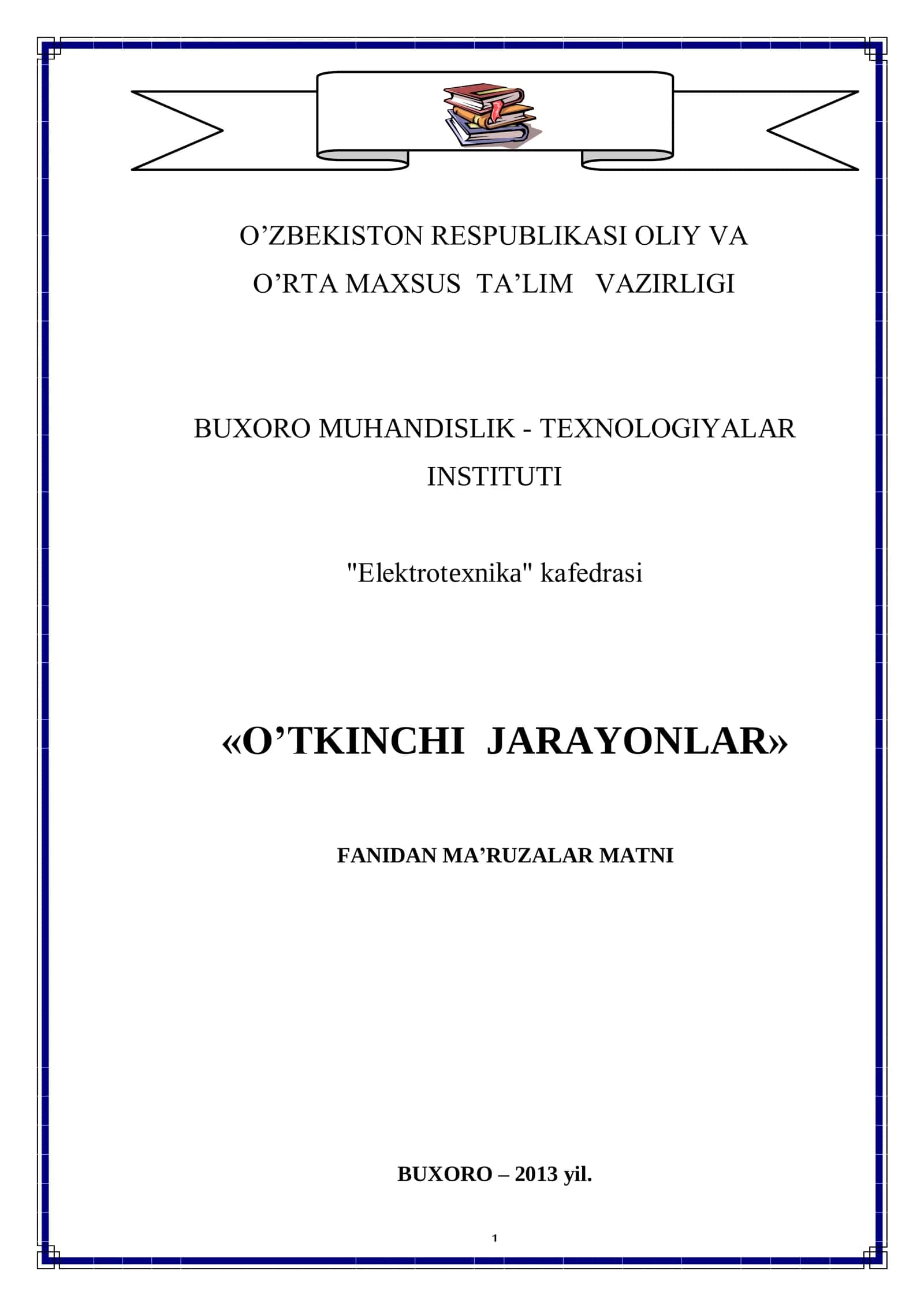 O’tkinchi jarayonlar - Elektroenergetika