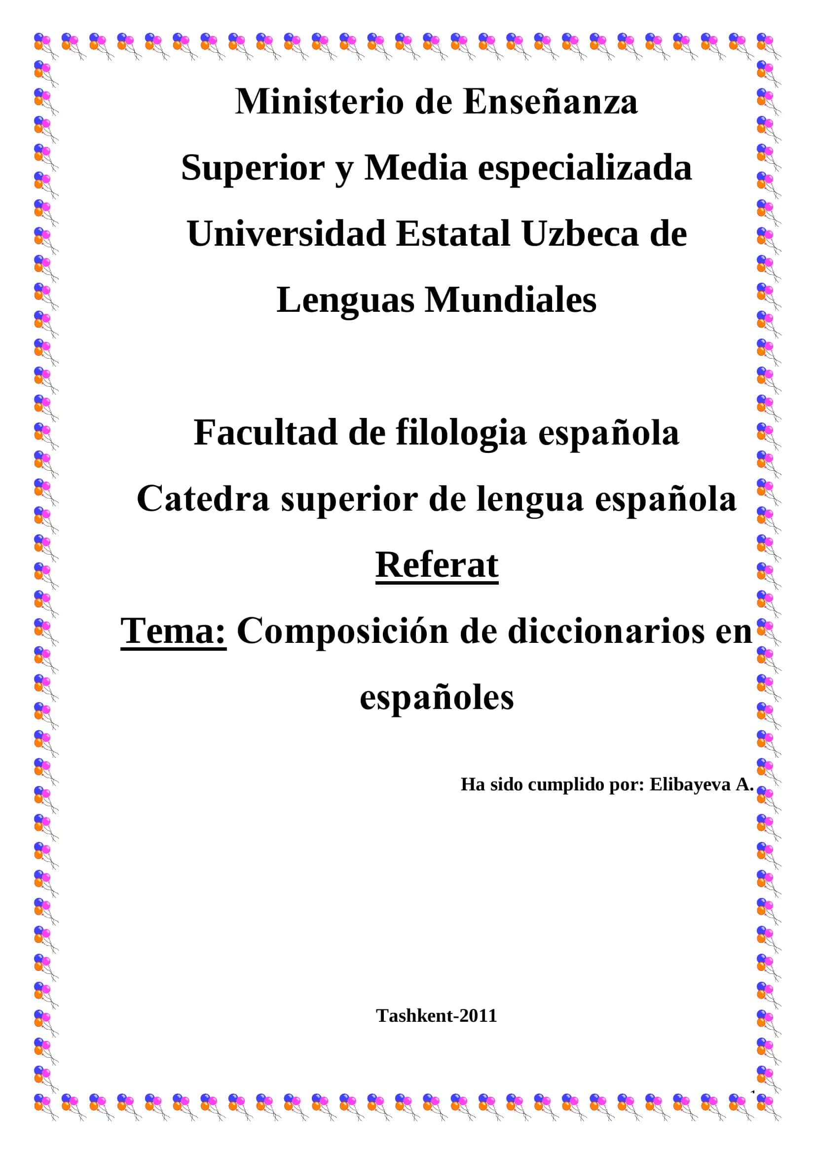 Composición de diccionarios en españoles