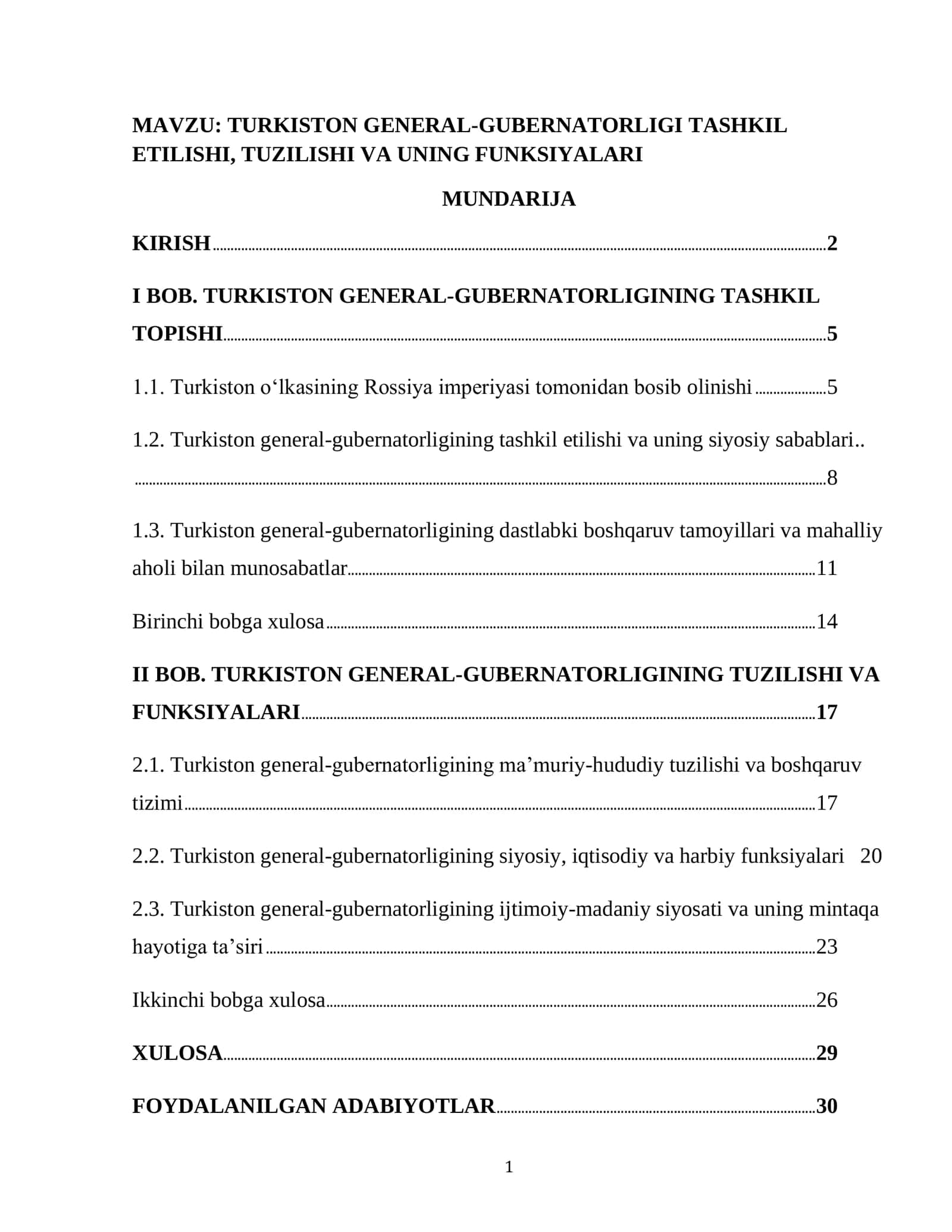 TURKISTON GENERAL-GUBERNATORLIGI TASHKIL ETILISHI, TUZILISHI VA UNING FUNKSIYALARI