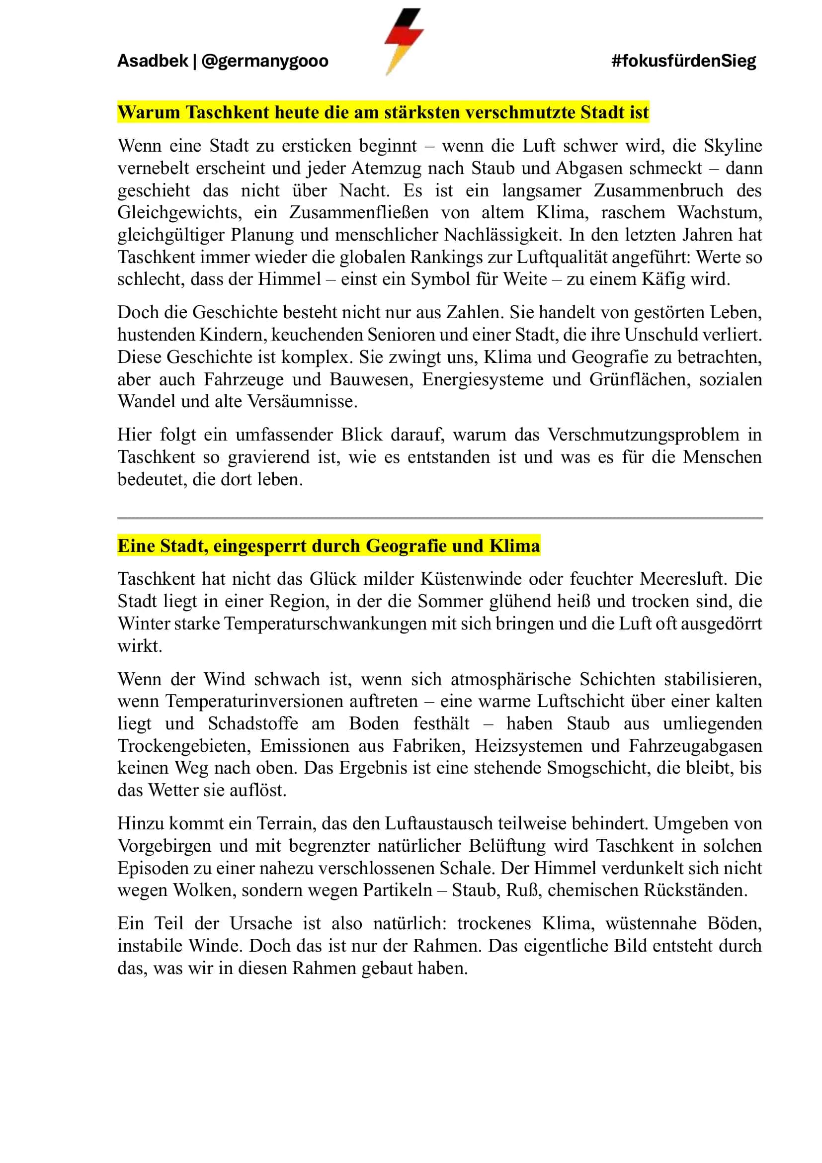 Warum Taschkent heute die am stärksten verschmutzte Stadt ist