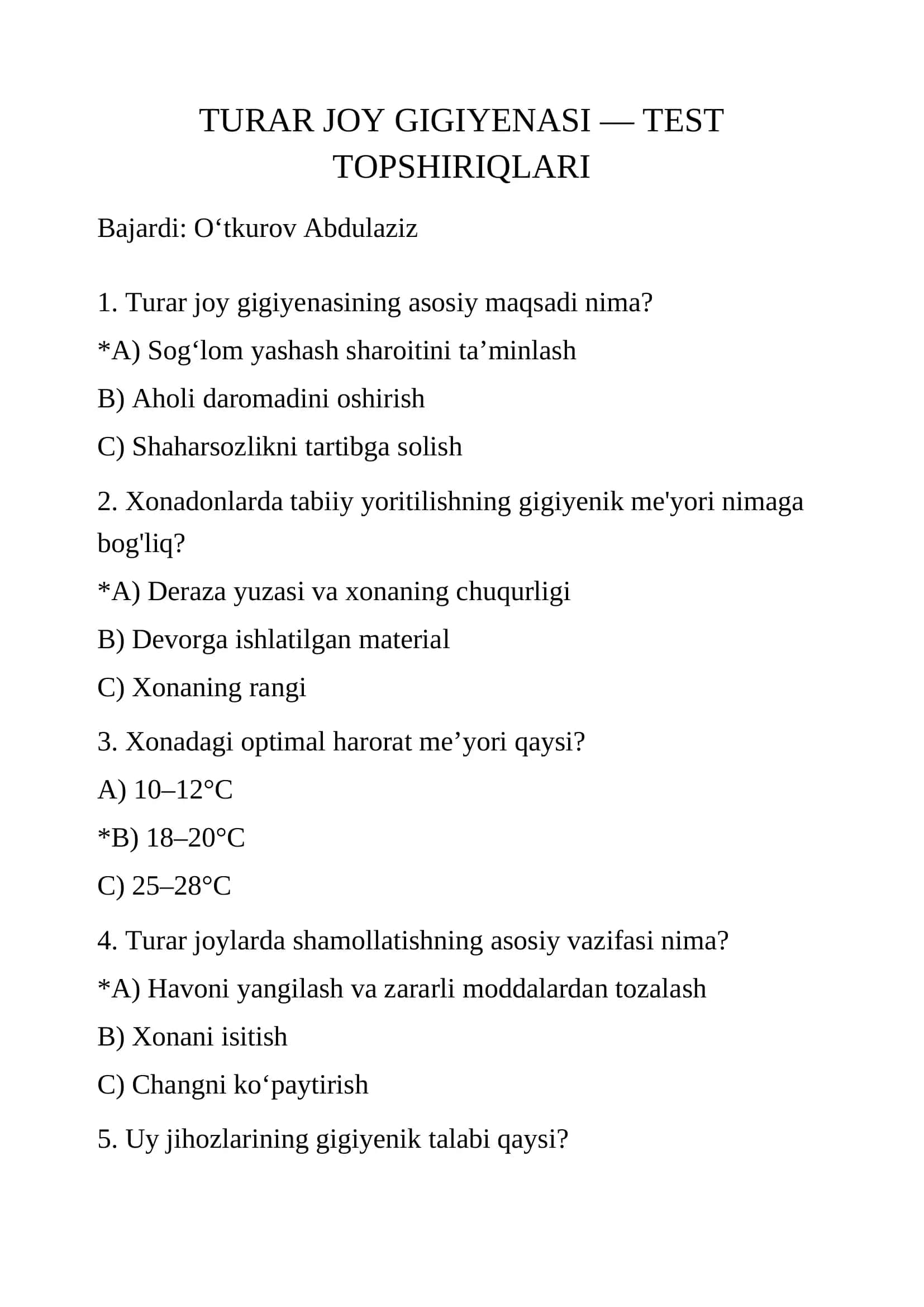 Turar joy gigiyenasi