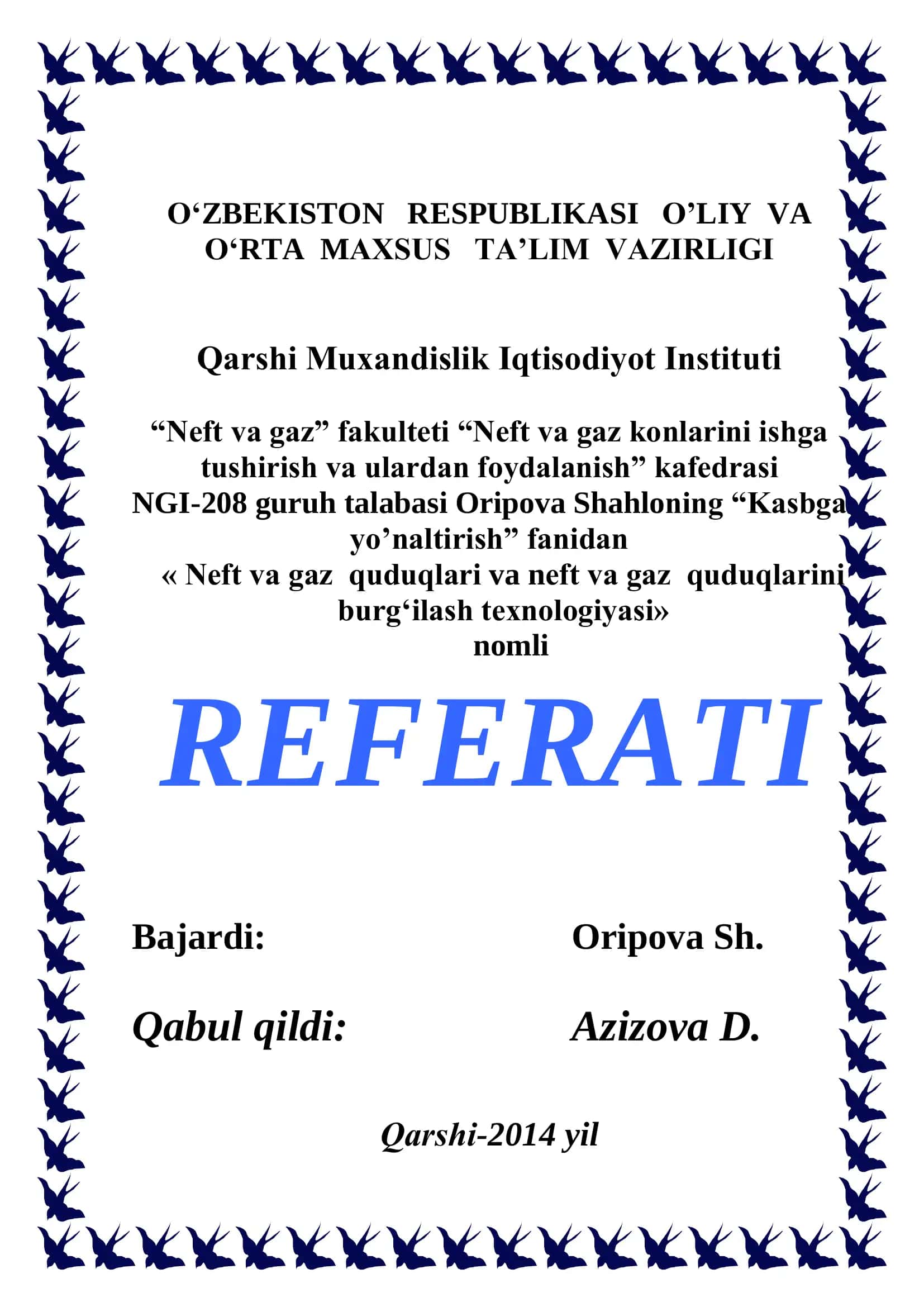 Nеft vа gаz quduqlаri va nеft vа gаz quduqlаrini burg‘ilаsh tеxnоlоgiyasi