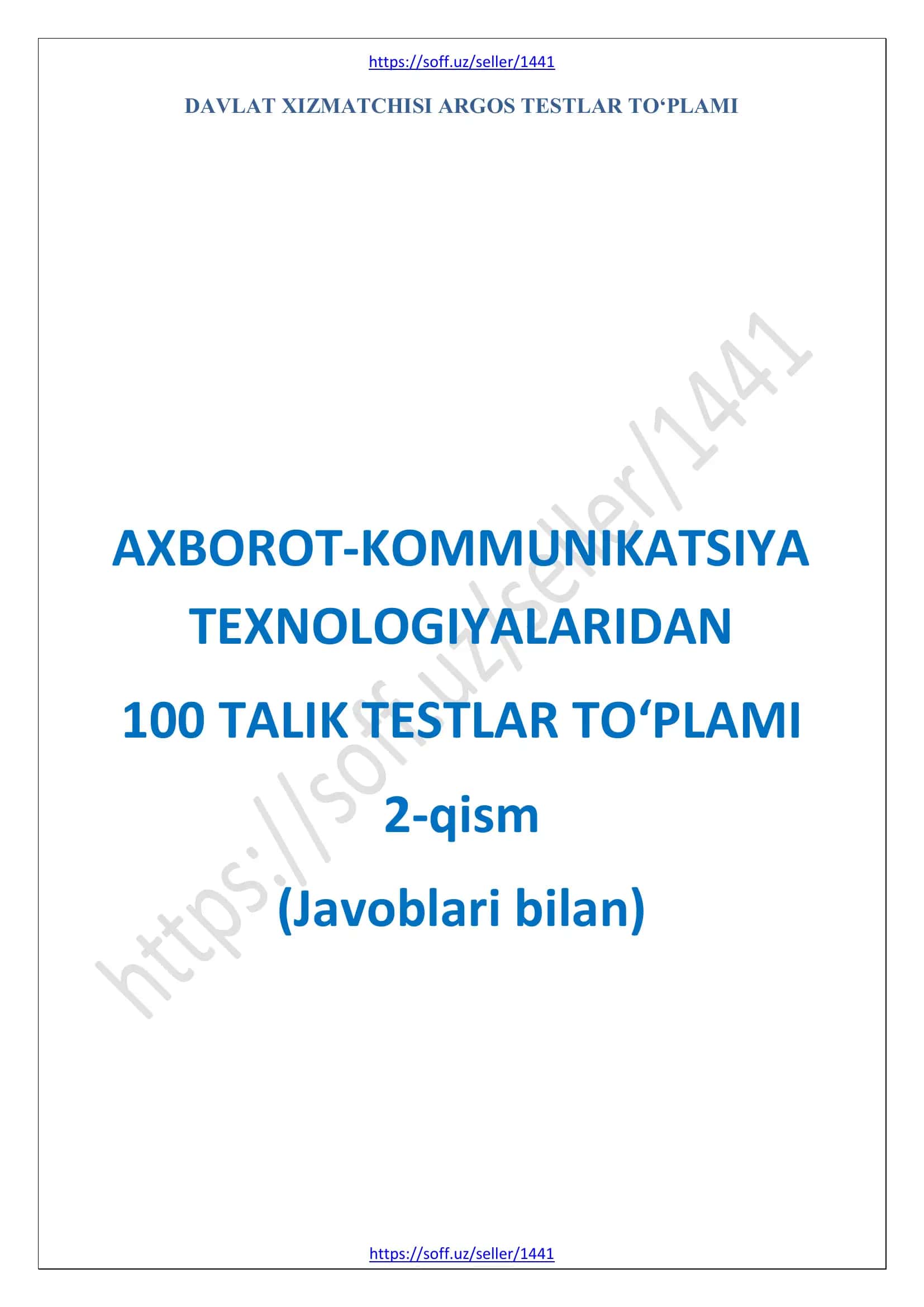 ARGOS test Axborot-kommunikatsiya texnologiyalari 2-qism