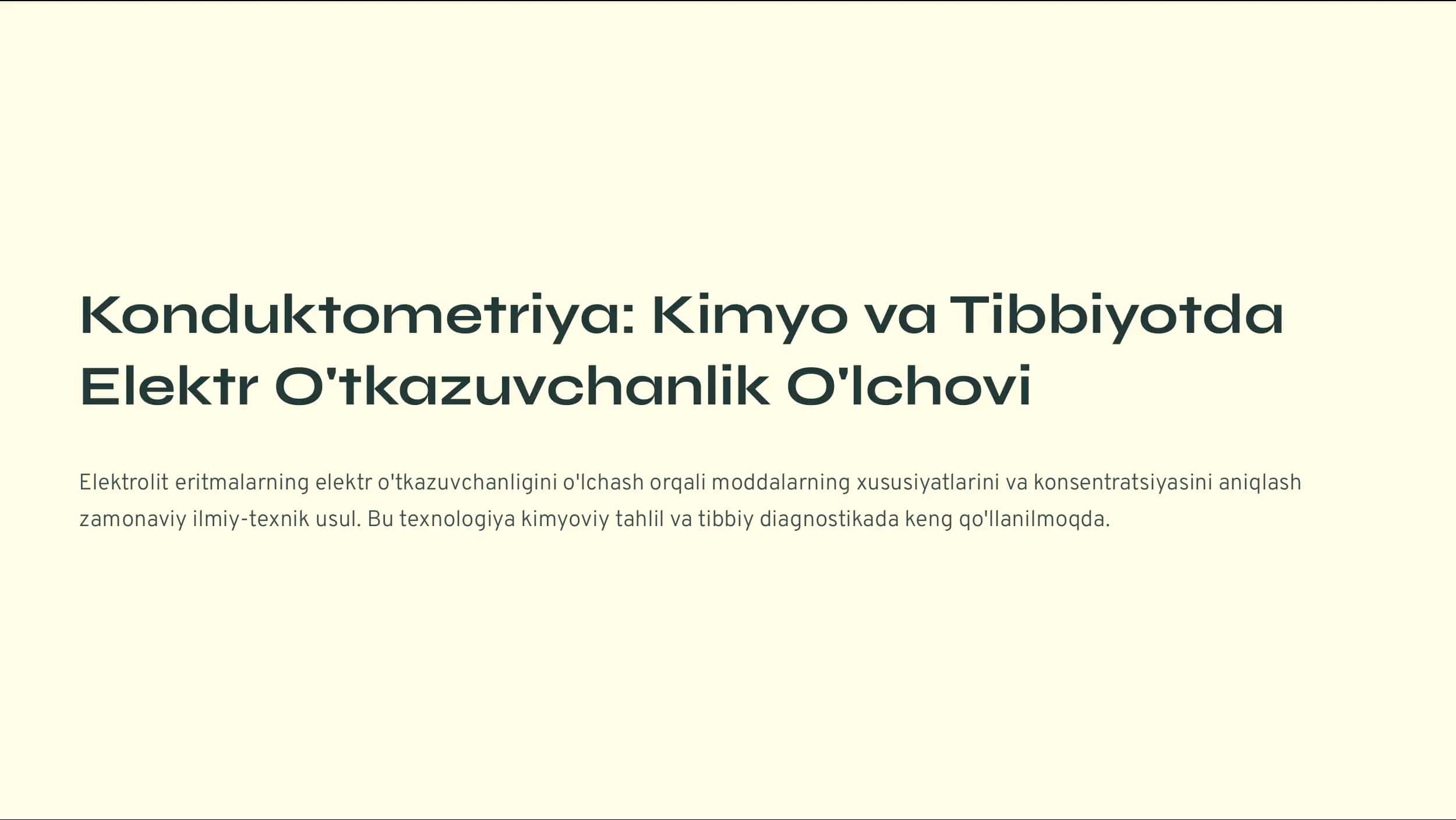 Konduktometriya: Kimyo va Tibbiyotda