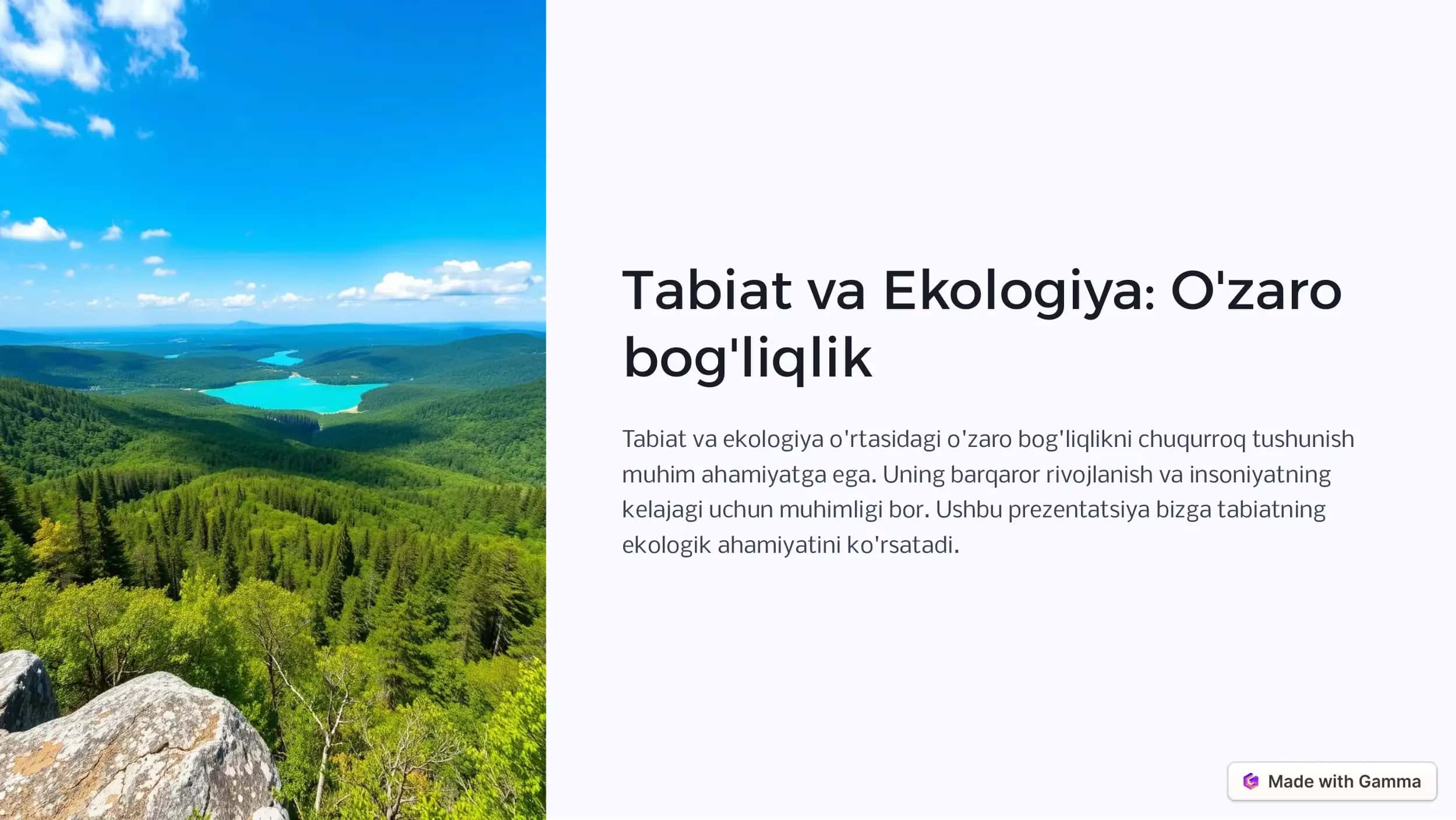 Tabiat va Ekologiya: O'zaro bog'liqlik