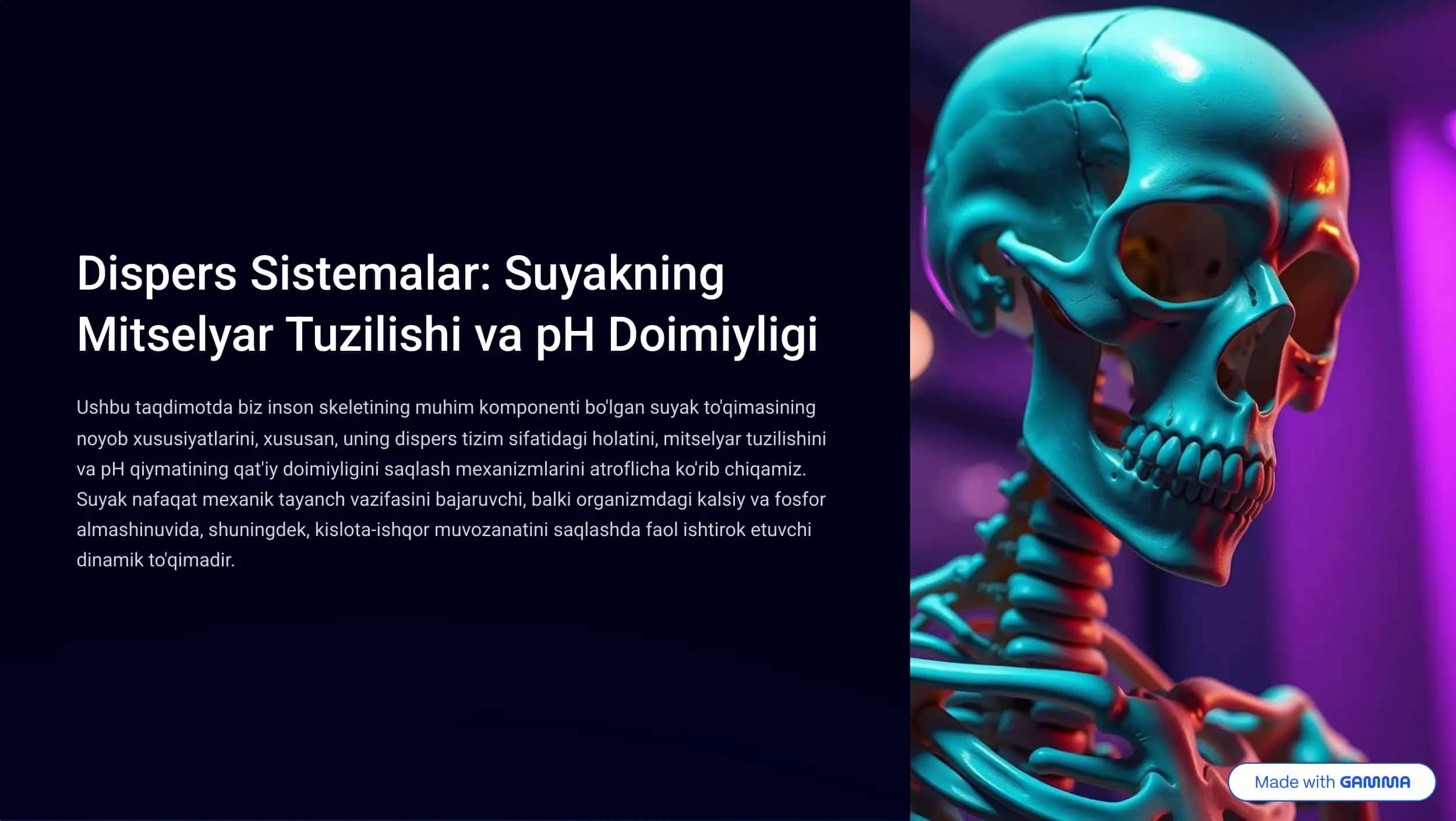 Suyakning Mitselyar Tuzilishi va pH Doimiyligi