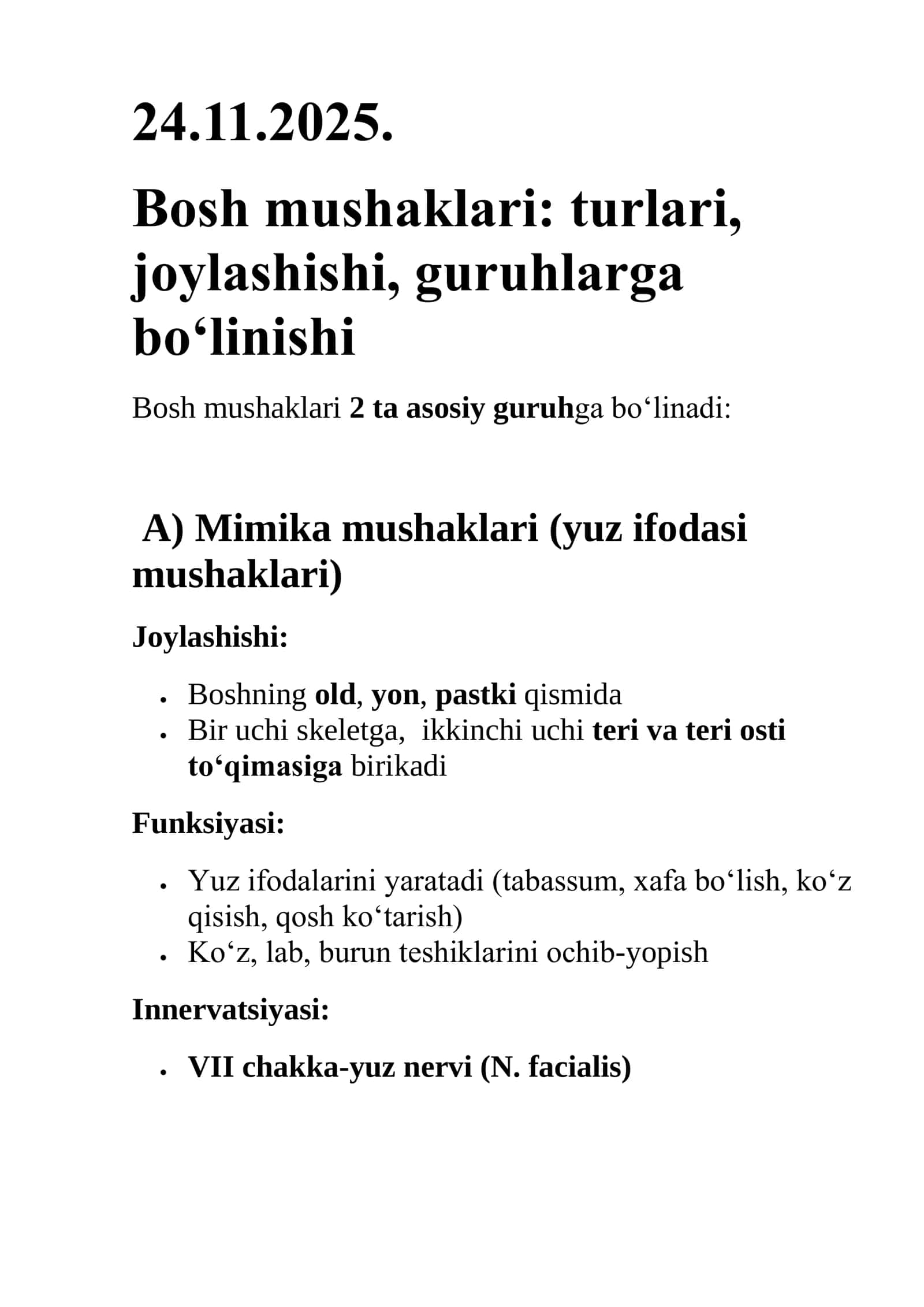Mimika Mushaklari Anatomiyasi