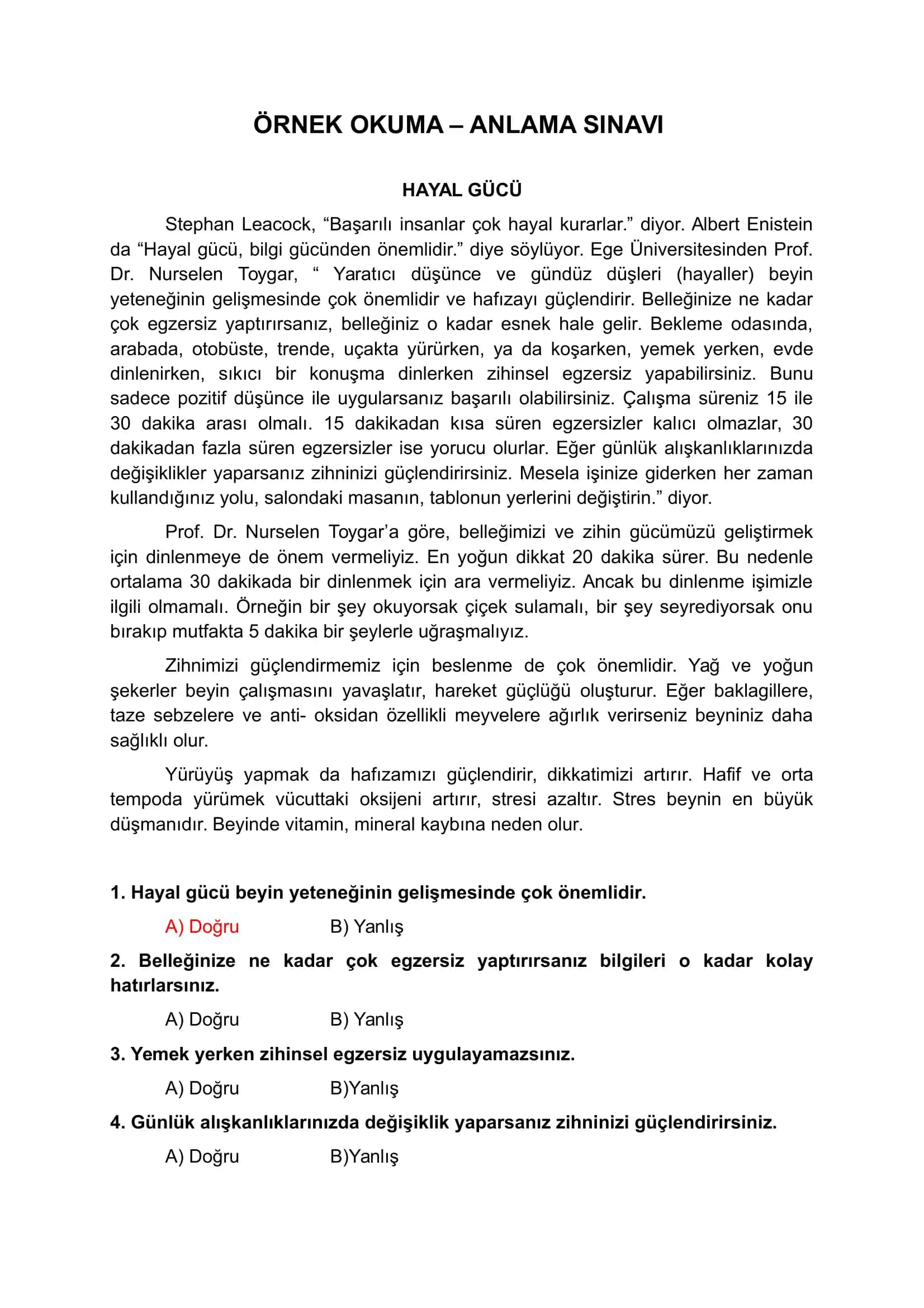 TYS Okuma örneği 1
