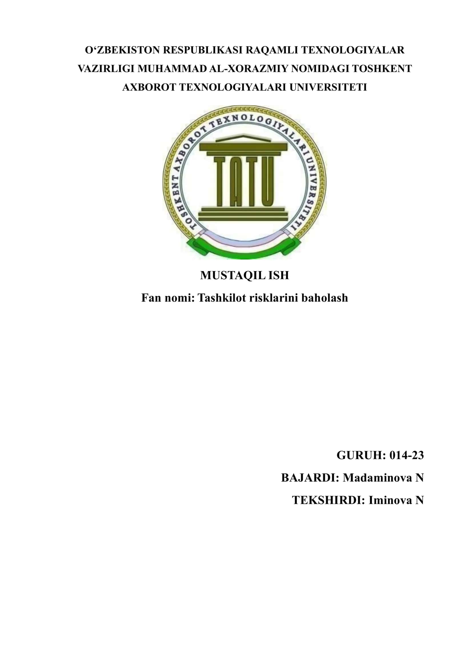 Tashkilot risklarini baholash