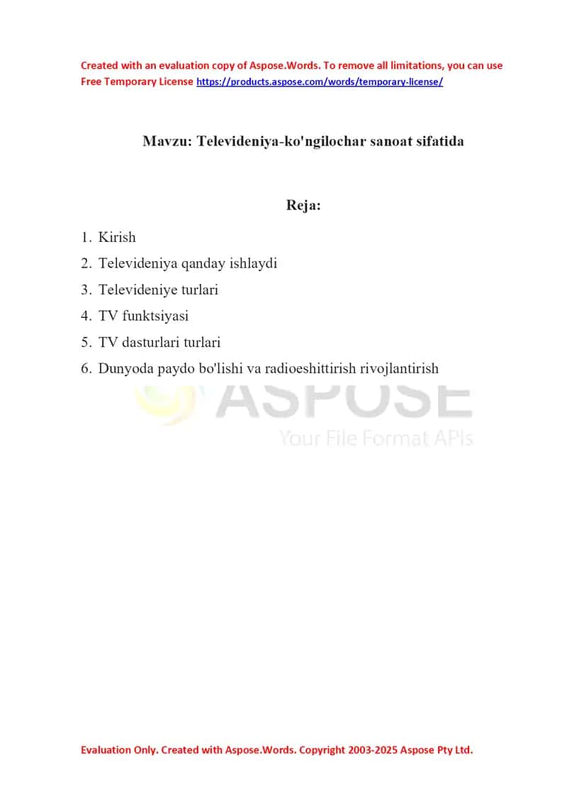 Televideniya-ko'ngilochar sanoat sifatida