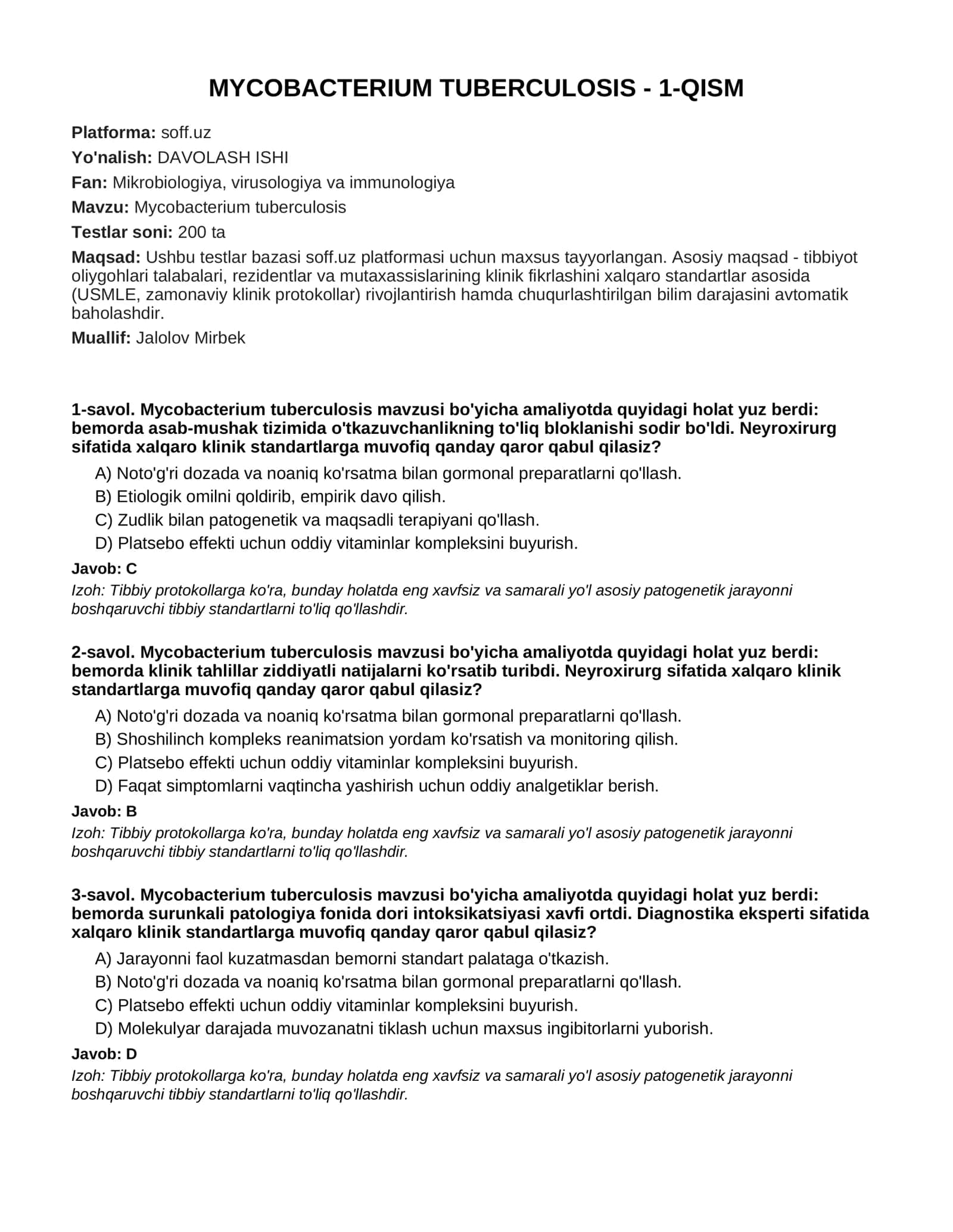 Mycobacterium tuberculosis - 1-QISM