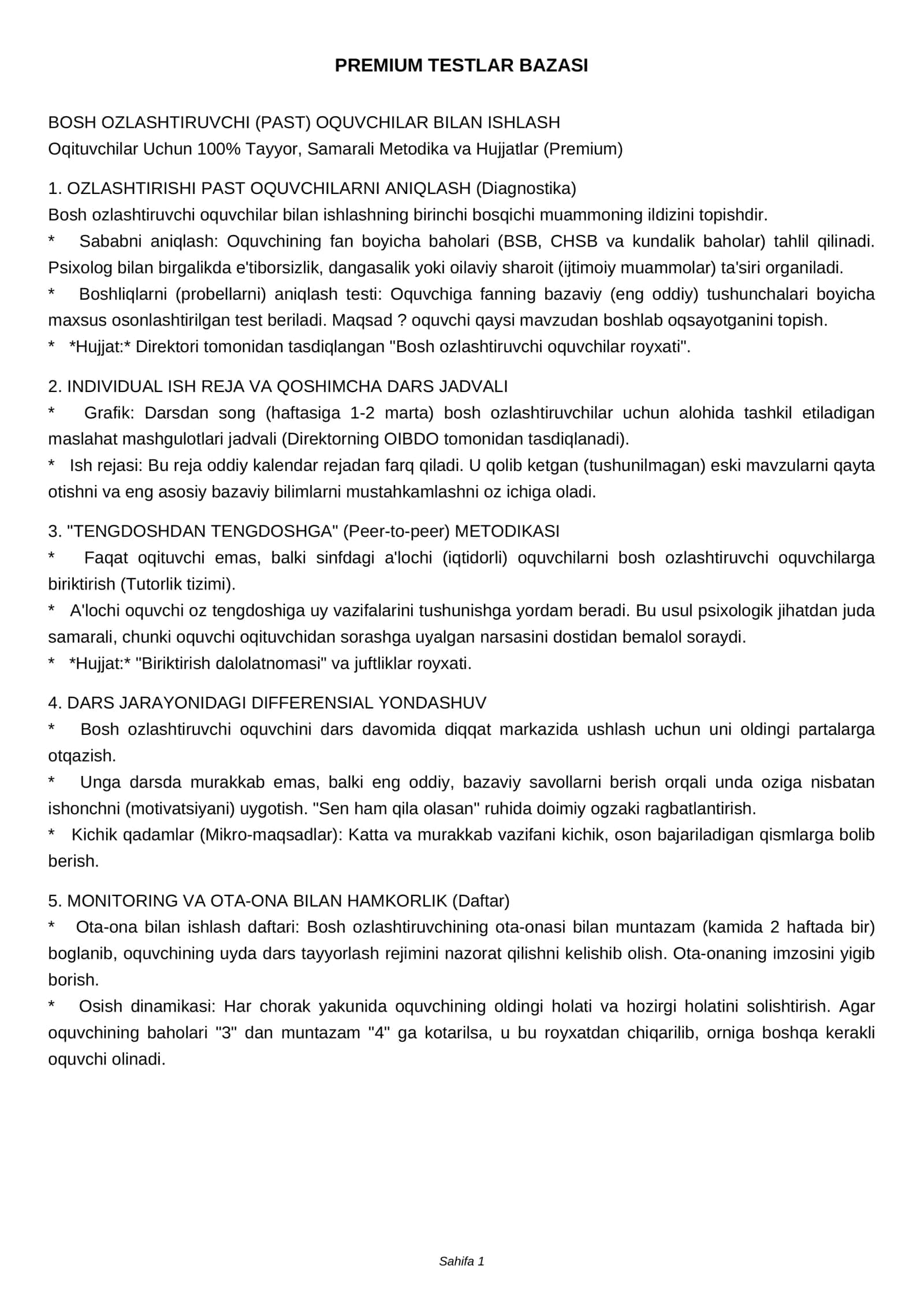 PREMIUM TESTLAR BAZASI