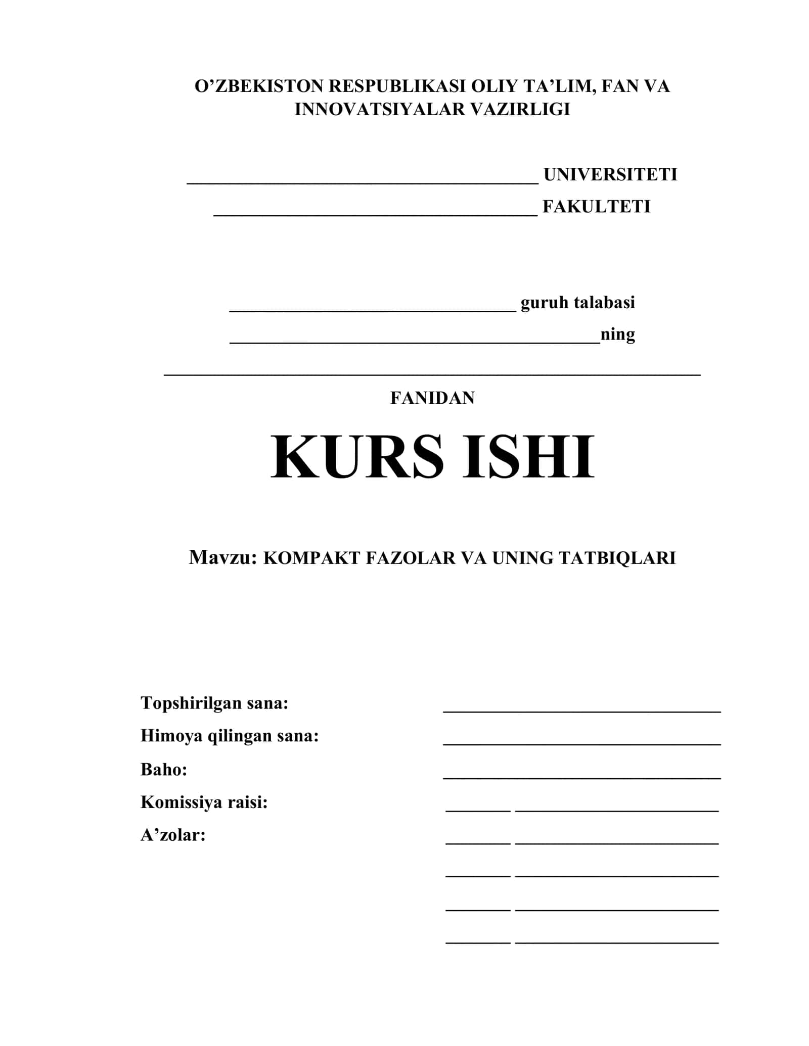 Kompakt fazolar va uning tatbiqlari