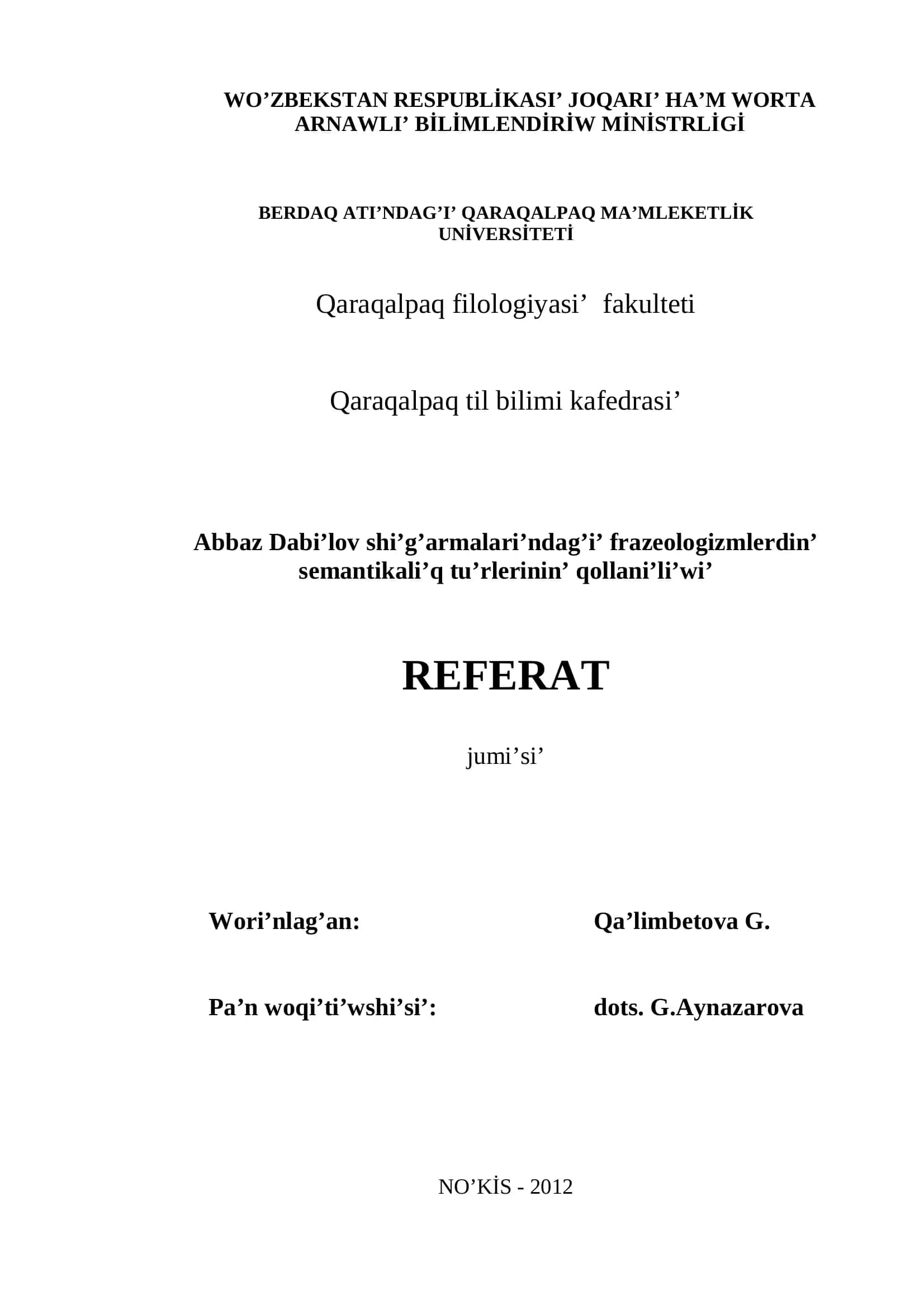 Frazeologizmalar semantikasi