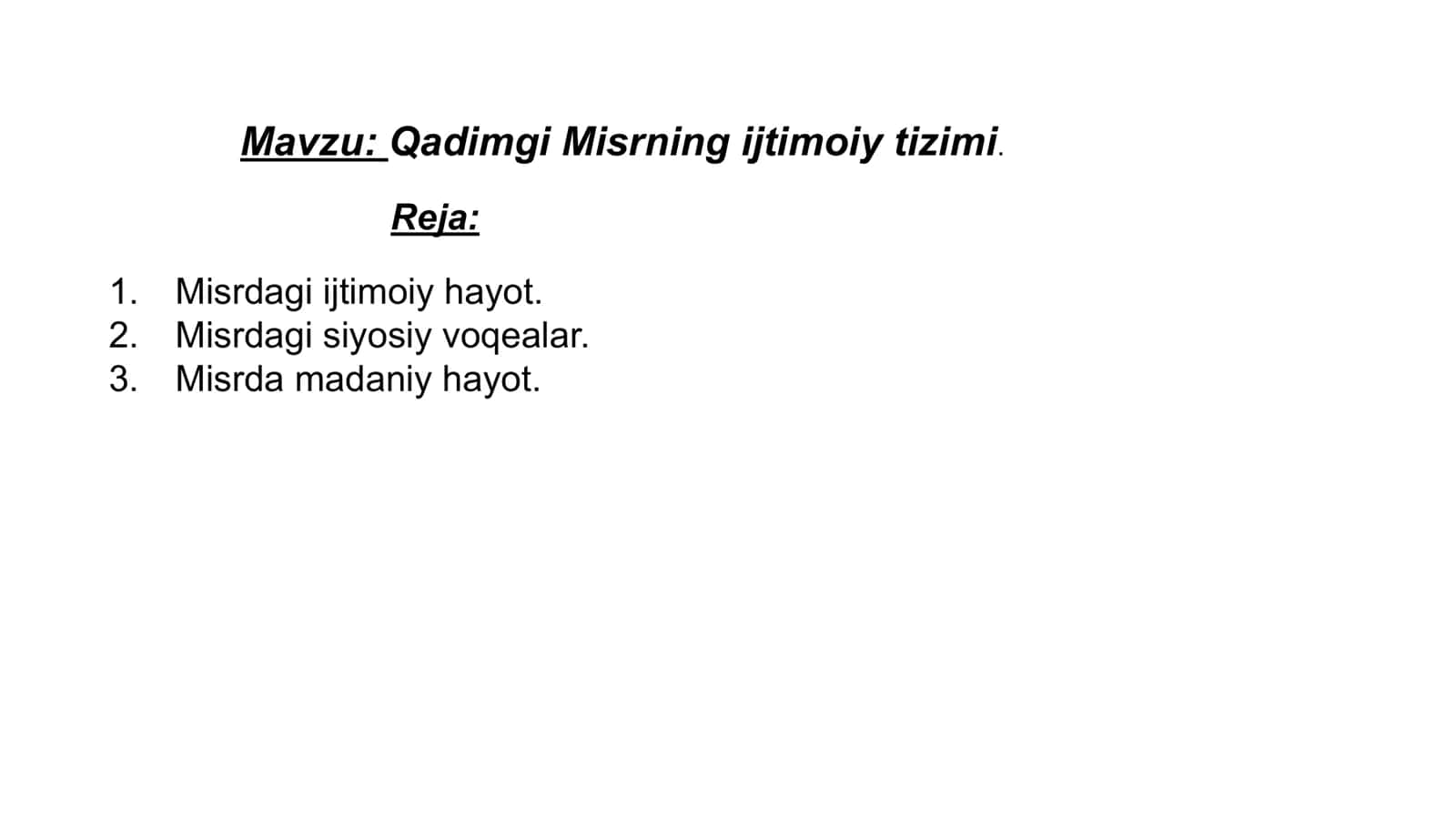 Qadimgi Misrning ijtimoiy tizimi.